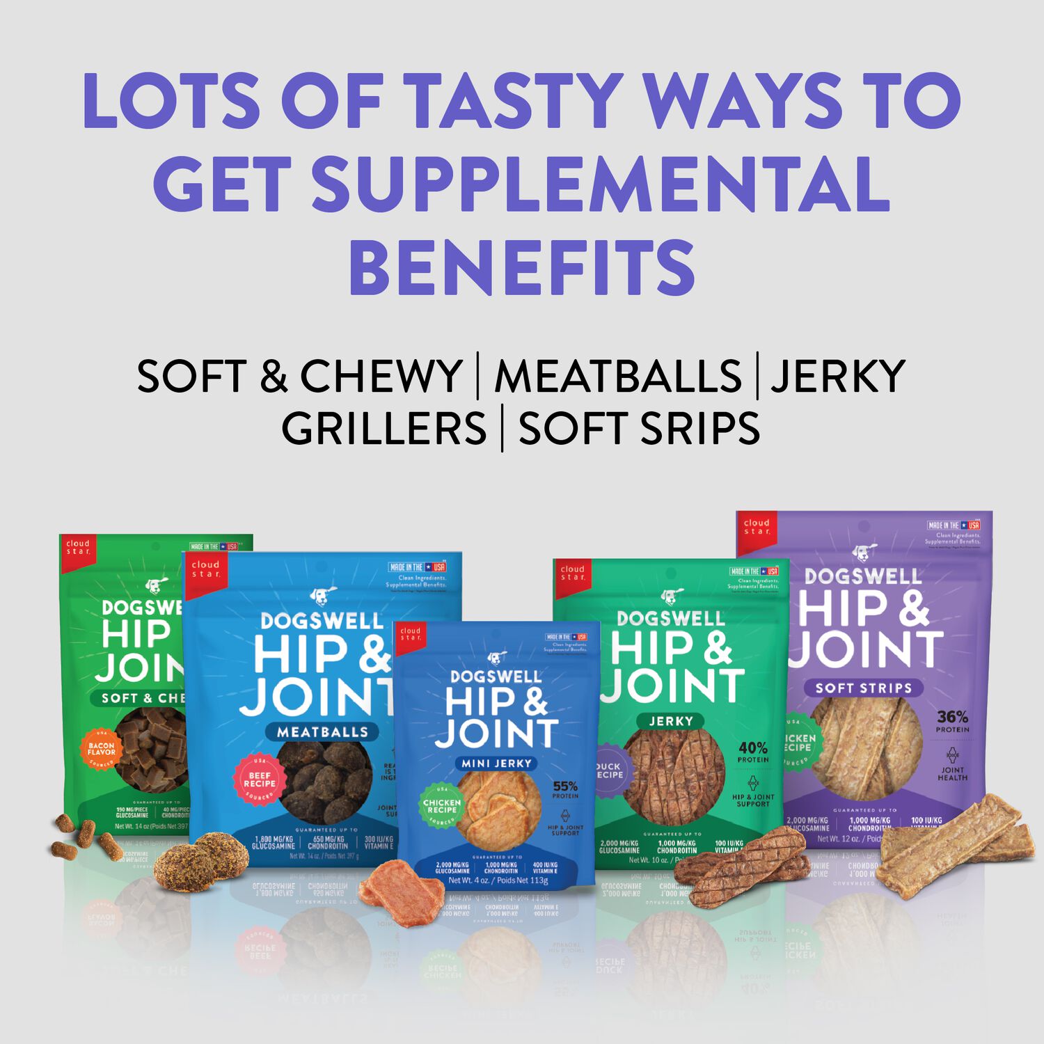 Dogswell Hip & Joint Single-Ingredient Jerky Dog Treats, Beef, 10-Oz