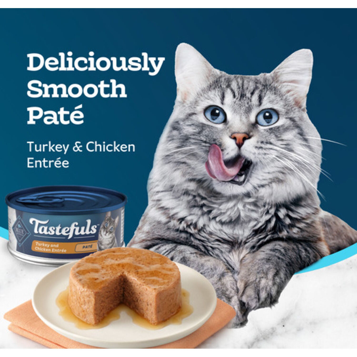 Blue Buffalo Tastefuls Wet Cat Food, Turkey & Chicken Entree Pate, 3-Oz Can