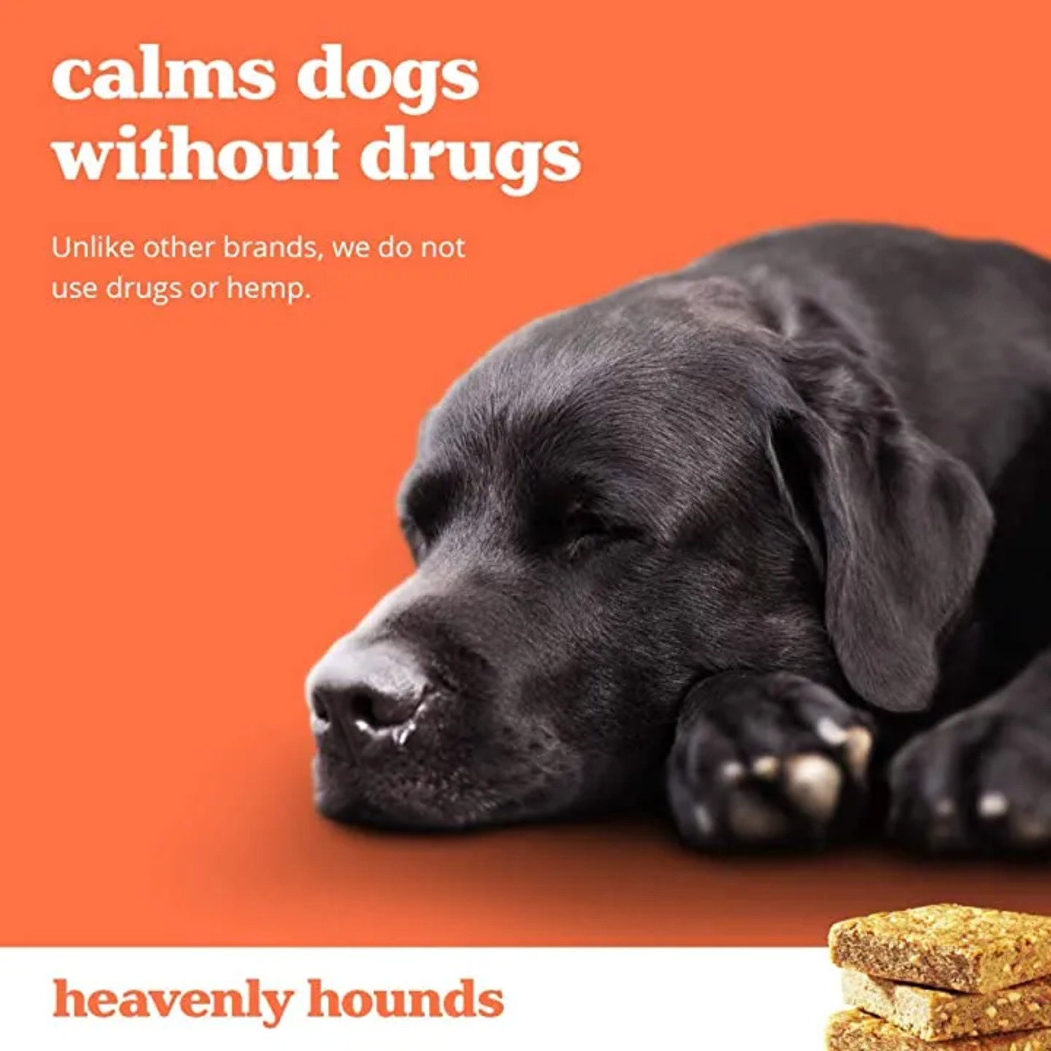 Heavenly Hounds Peanut Butter Relaxation Squares Dog Chews, Hemp-Free Calming Dog Snacks, 2-Oz
