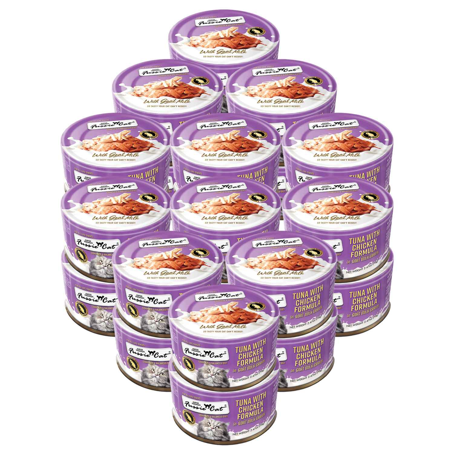 Fussie Cat Premium Tuna With Chicken In Goat Milk Wet Cat Food, 2.47Oz