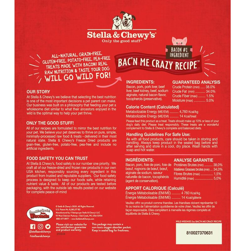 Wild Weenies Bac'N Me Crazy Recipe Dog Treats image number 2