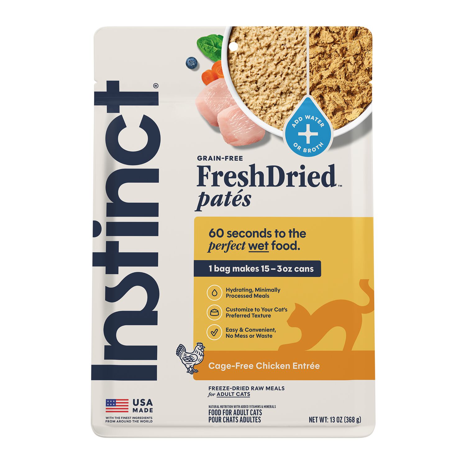 Instinct Freshdried Pates Grain-Free Freeze-Dried Raw Adult Cat Food, Cage-Free Chicken Entr&eacute;e, 13-Oz Bag