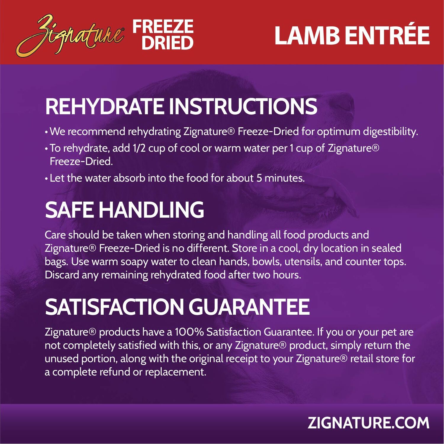 Zignature Grain-Free Lamb Entr&eacute;e Freeze-Dried Dog Food, 12.5-Oz Bag