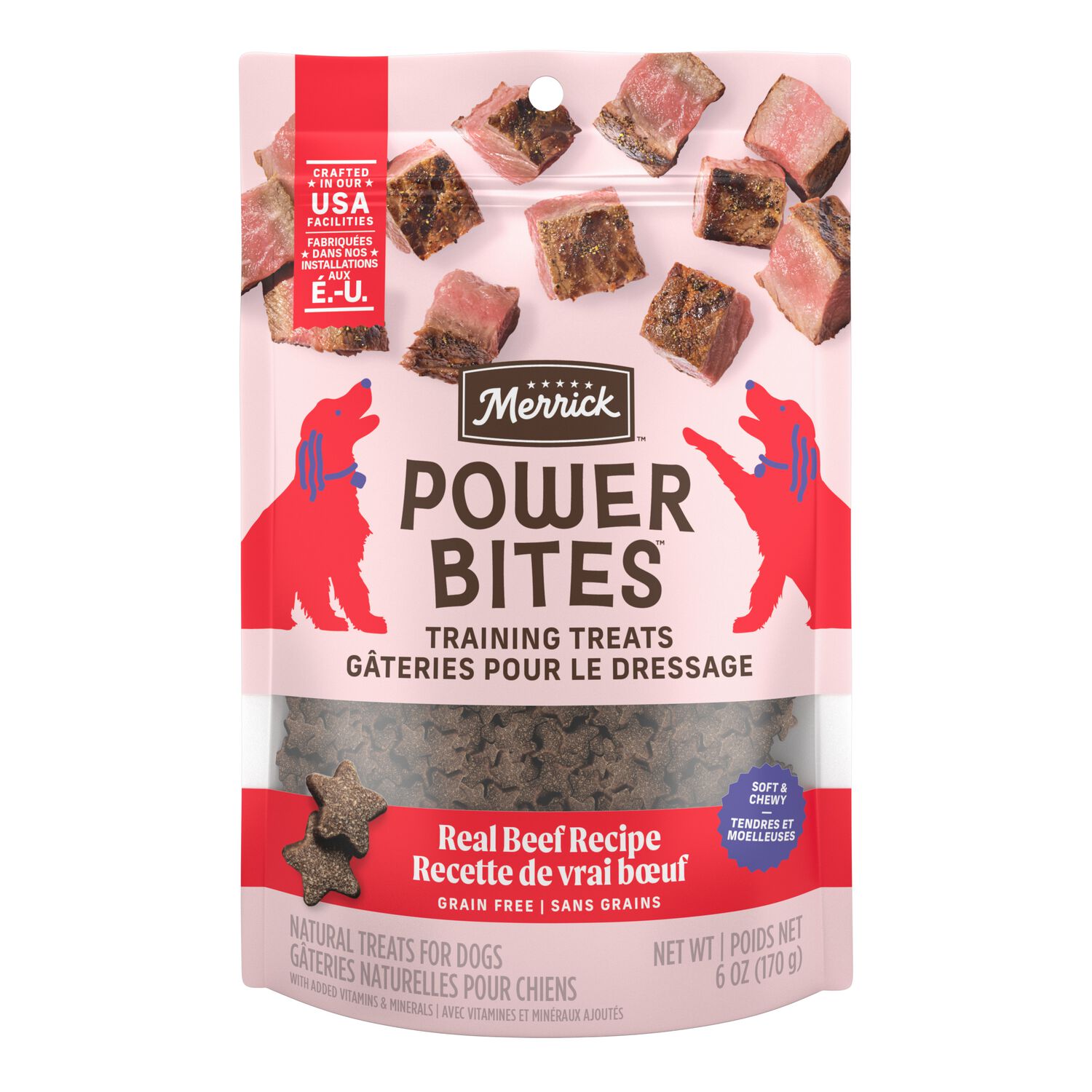 Merrick Power Bites Soft And Chewy Beef Recipe Training Dog Treats, 6-Oz Bag