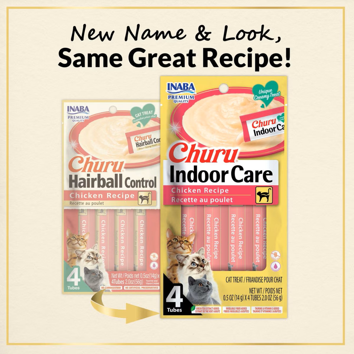 Inaba Churu Indoor Cat Hairball Control Chicken Recipe Creamy Puree Lickable Cat Treats, 0.5-Oz 4-Pack