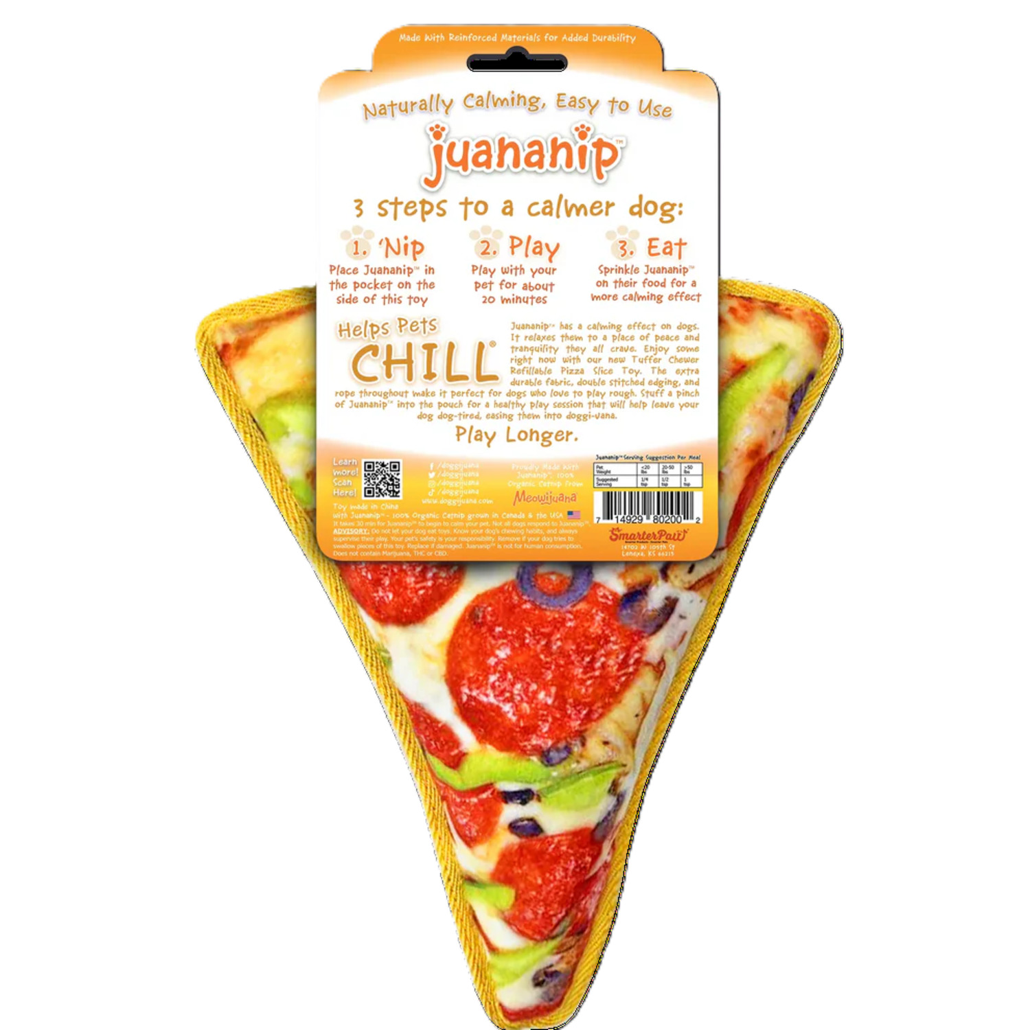 Doggijuana Tuffer Chewer Supreme Pizza Juananip Refillable Dog Toy
