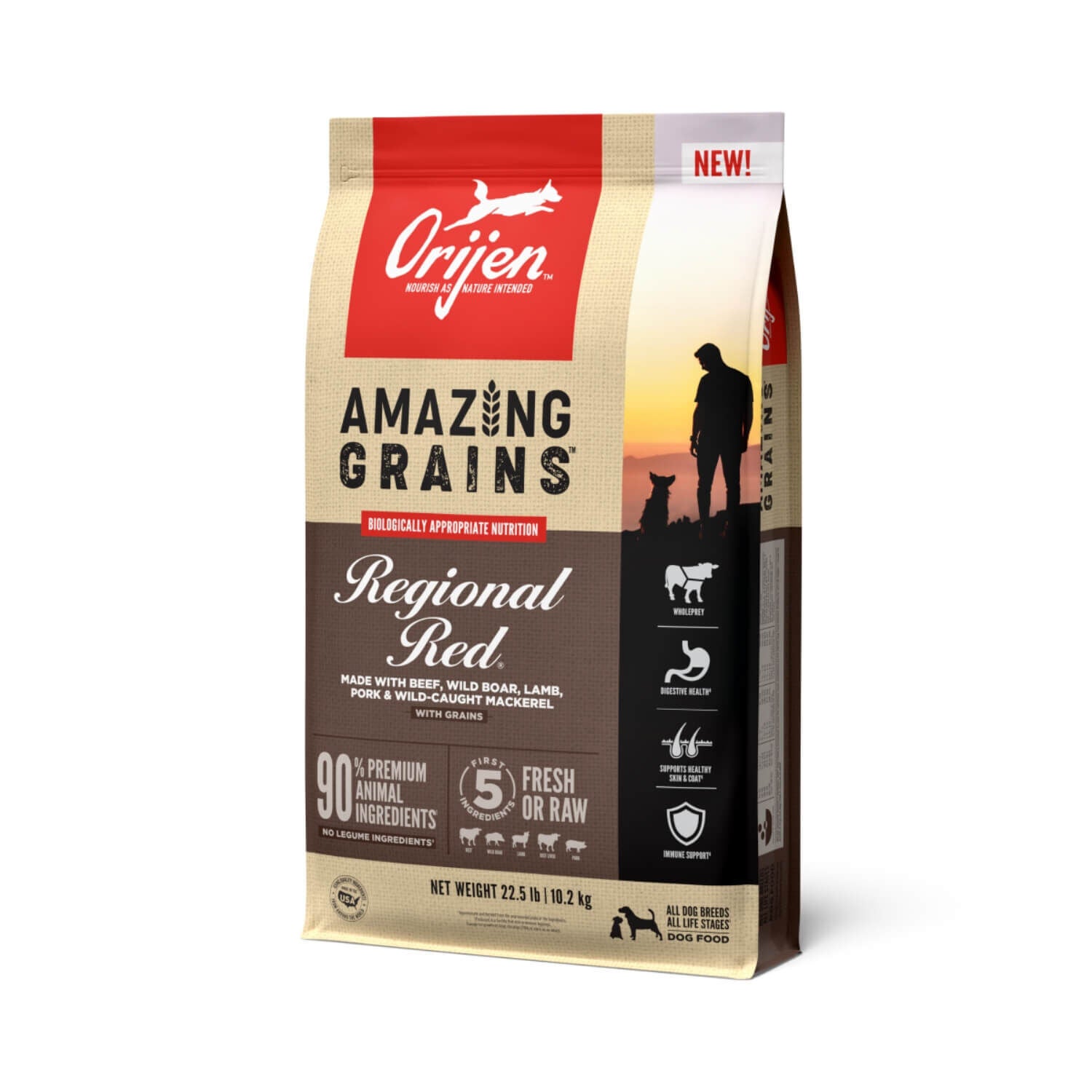 Orijen Amazing Grains High Protein Regional Red Dry Dog Food 22.5lb