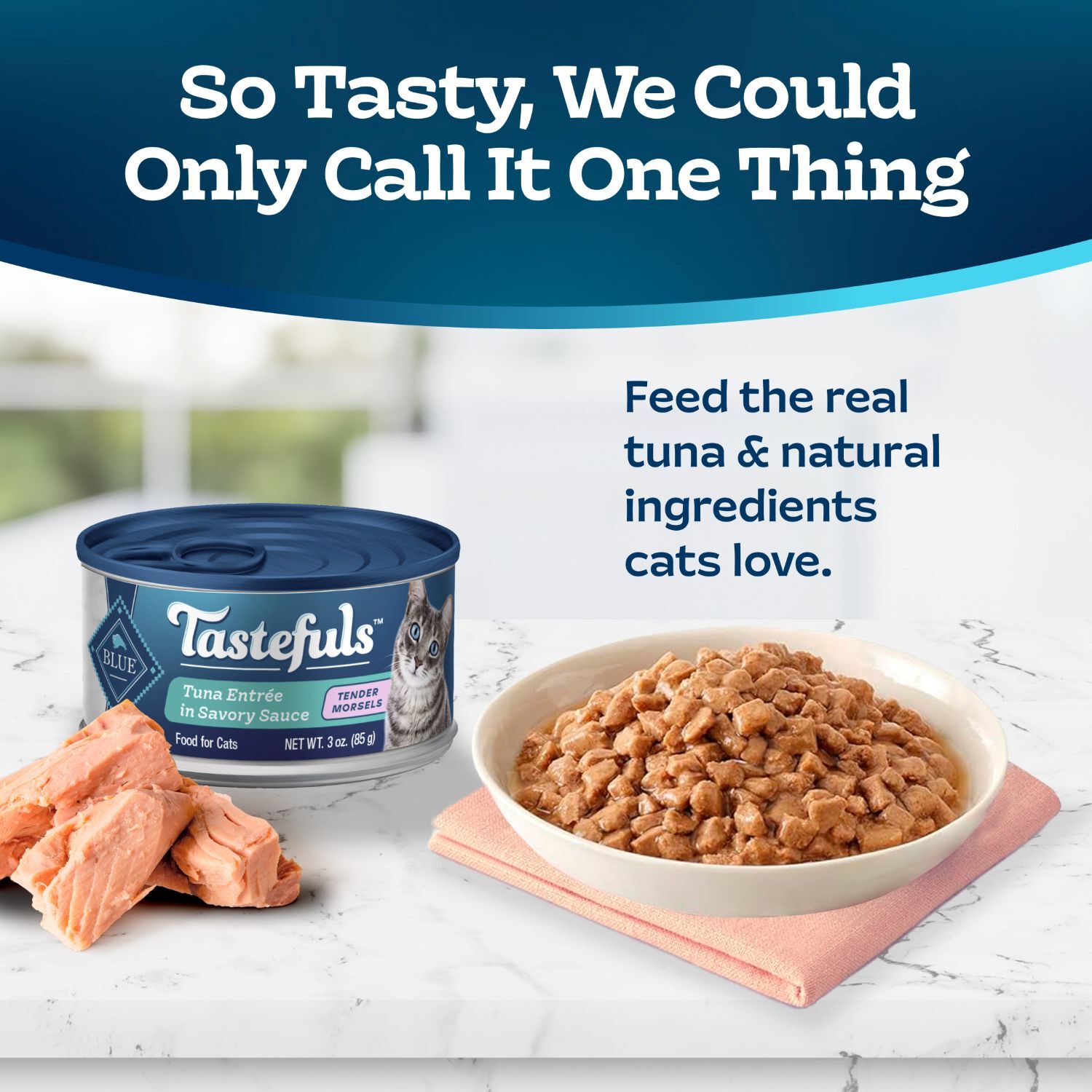 Blue Buffalo Tastefuls Adult Wet Cat Food, Tuna Entree In Gravy Morsels, 3-Oz