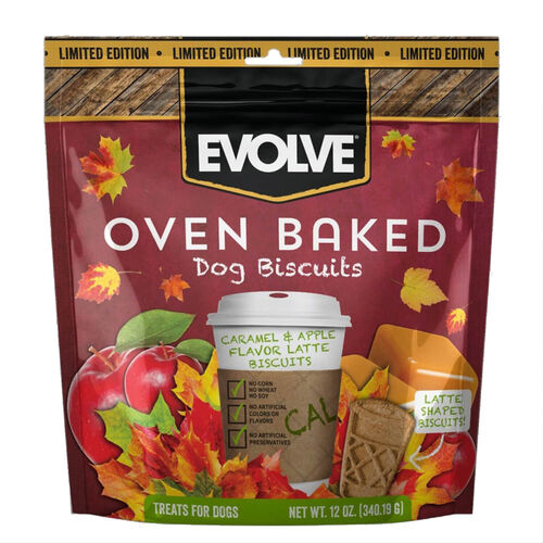 Evolve Oven Baked Caramel Apple Latte Flavor Dog Biscuit Treats