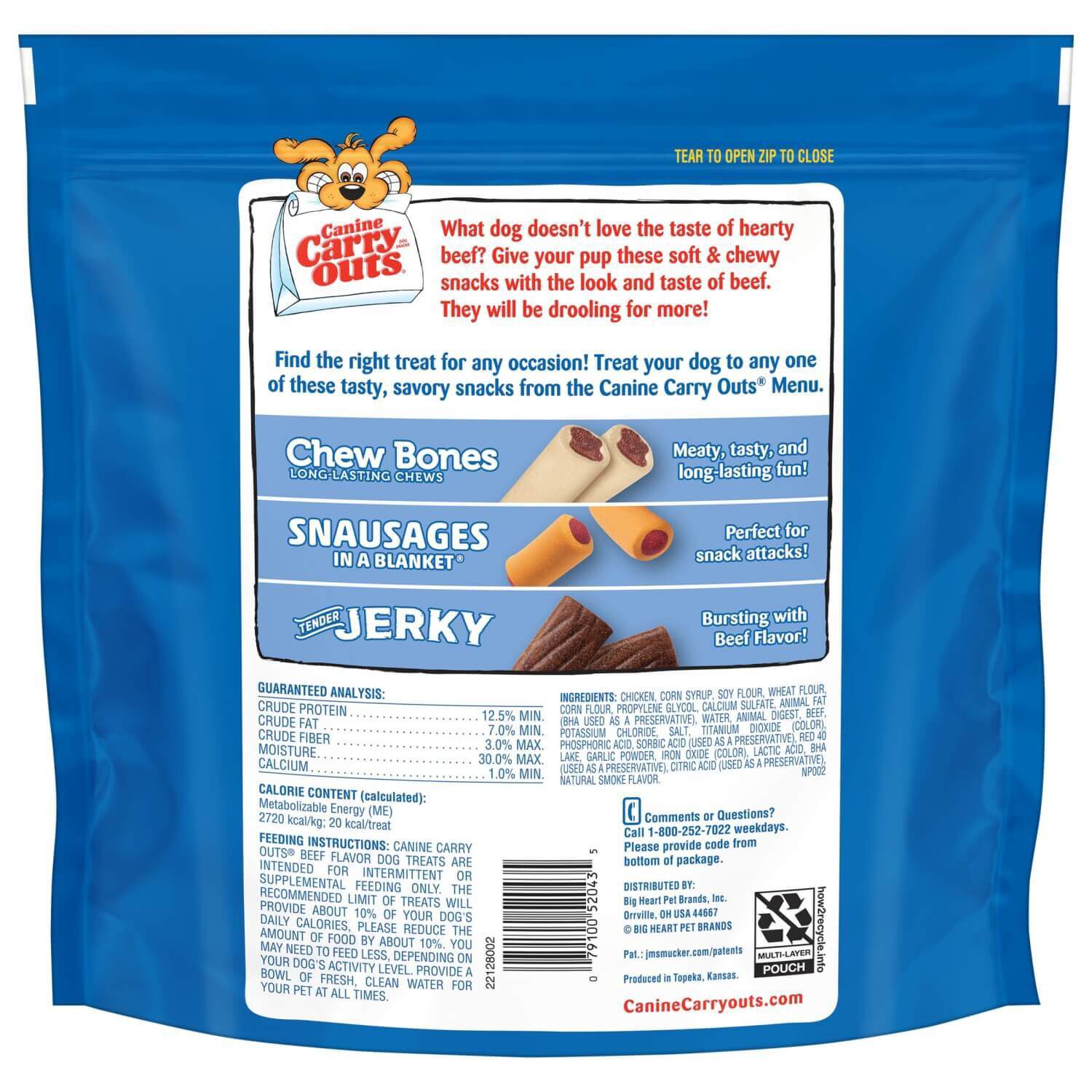 Canine carry outs top beef flavor dog treats