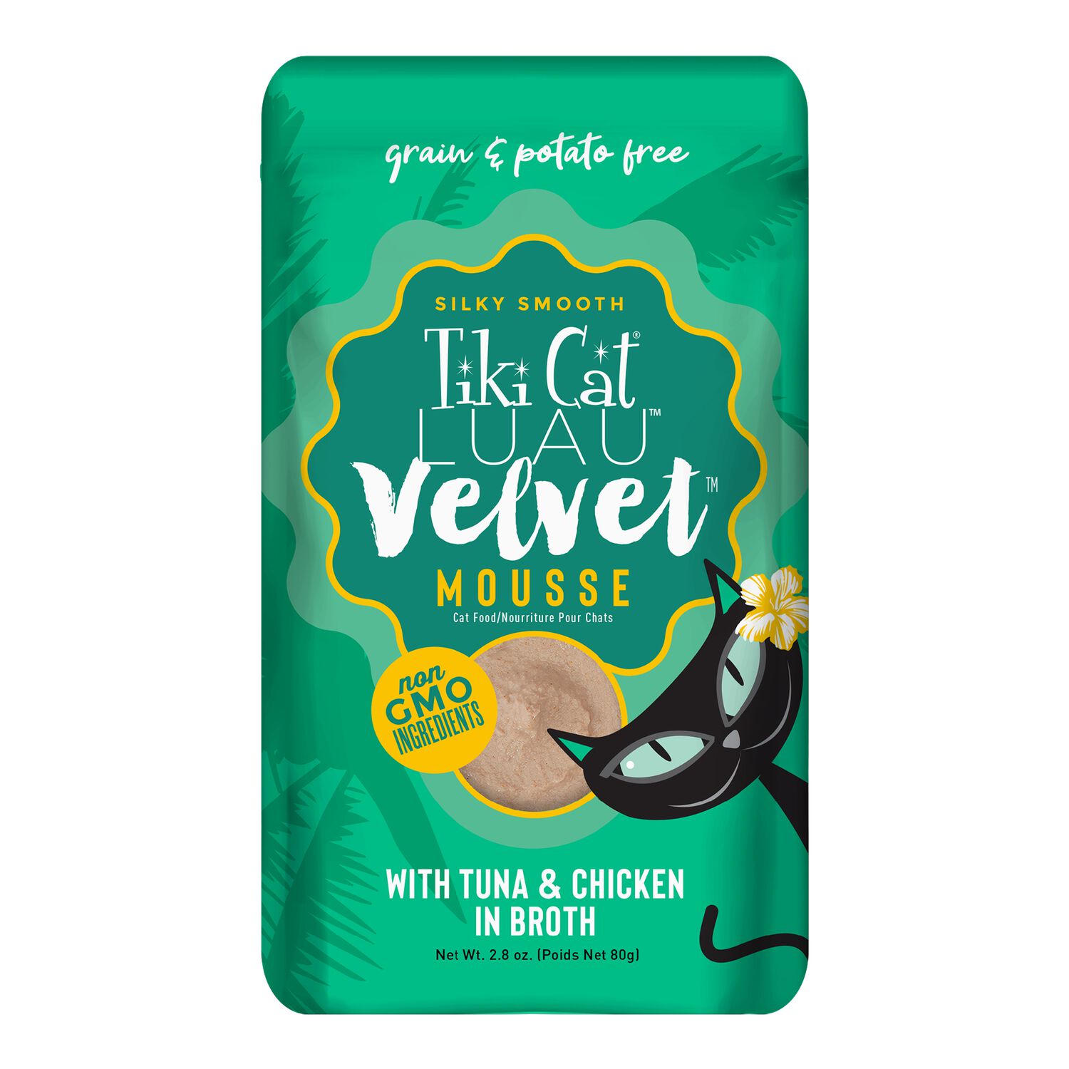 Tiki Cat Luau Velvet Mousse Wet Cat Food, Tuna & Chicken, 2.8-Oz Pouch 12-Count