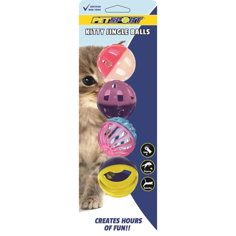 Kitty Jingle Balls Cat Toy - 4 Pk Assorted image number 1