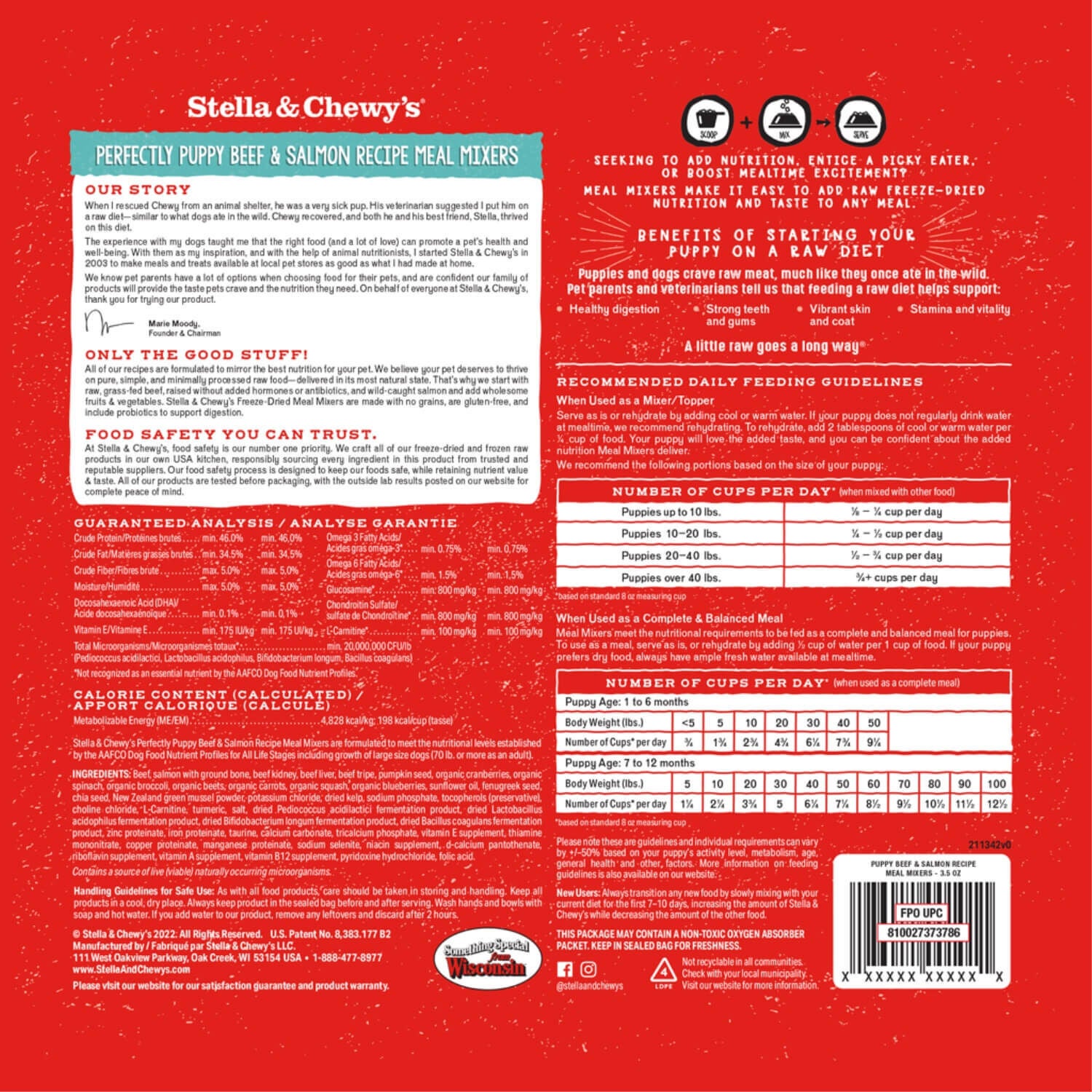 Stella & Chewy's Freeze Dried Raw Meal Mixers Perfectly Puppy Beef & Salmon Recipe Dog Food Topper