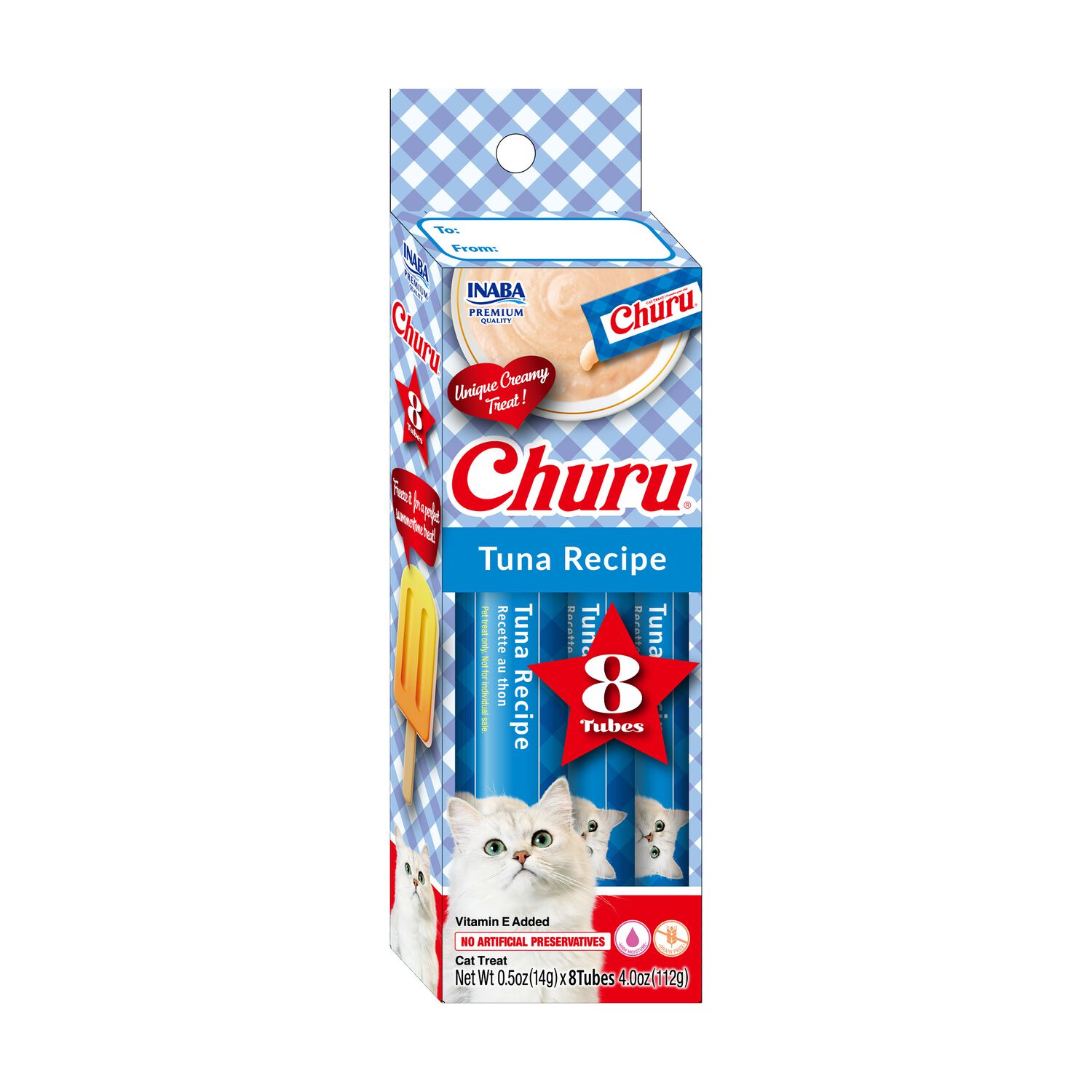 Inaba Churu Summer Creamy Lickable Tuna Recipe Cat Treats, 4-Oz/Tubes - 8 Count