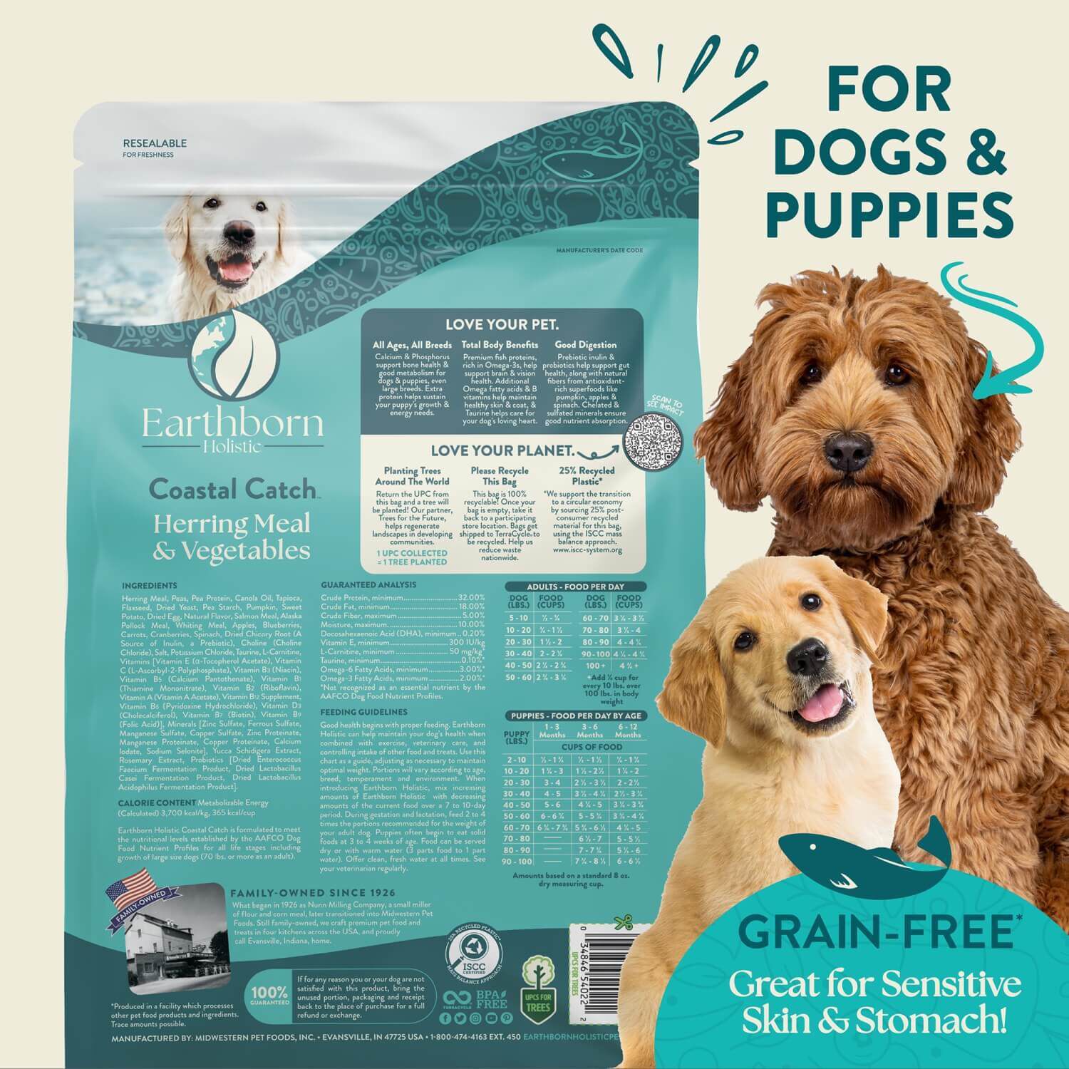 Earthborn Holistic Coastal Catch Grain-Free Dry Dog Food Herring Meal & Vegetables 25-Lb Bag