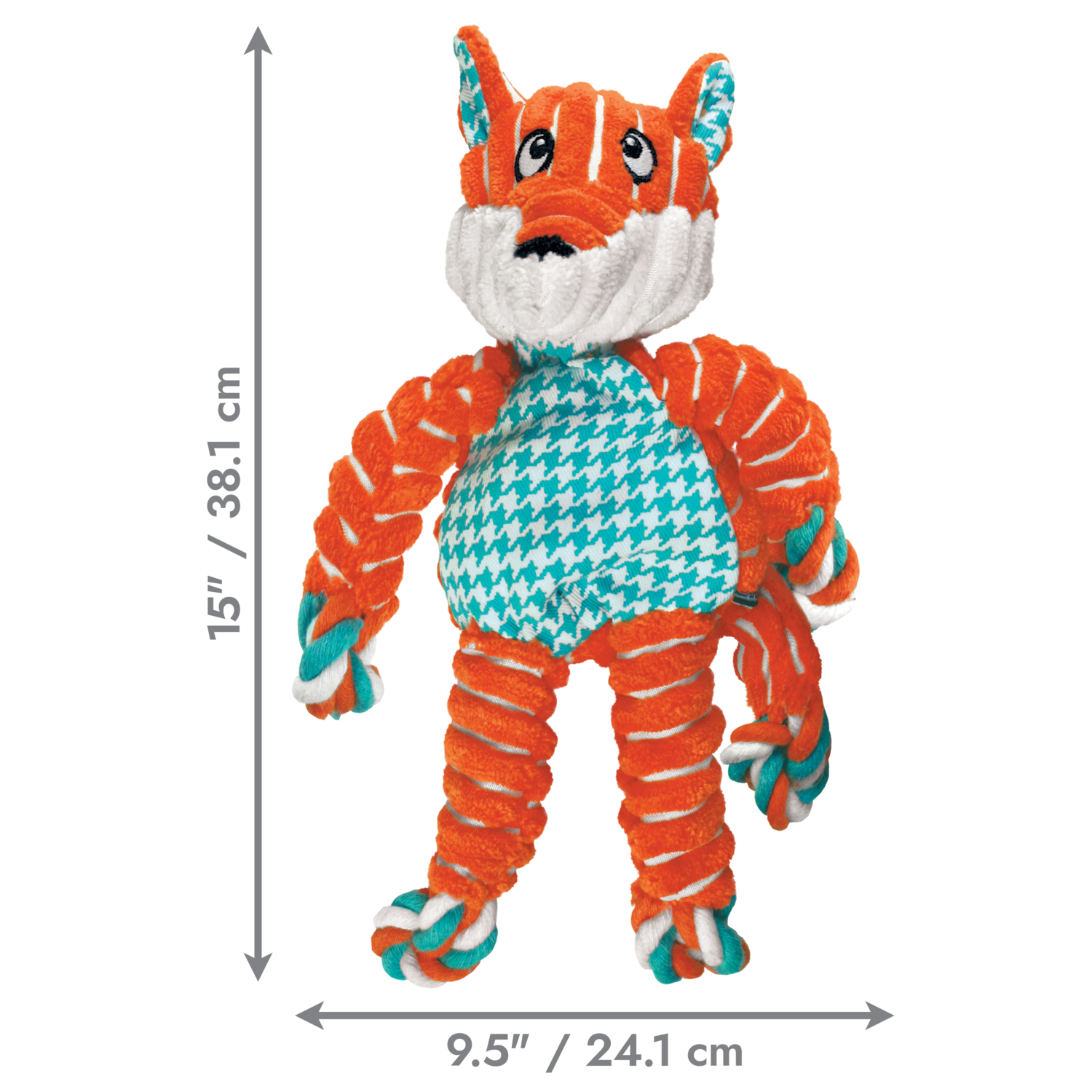 Kong Floppy Knots Fox Plush Rope & Tug Dog Toy, Extra Small, 4"