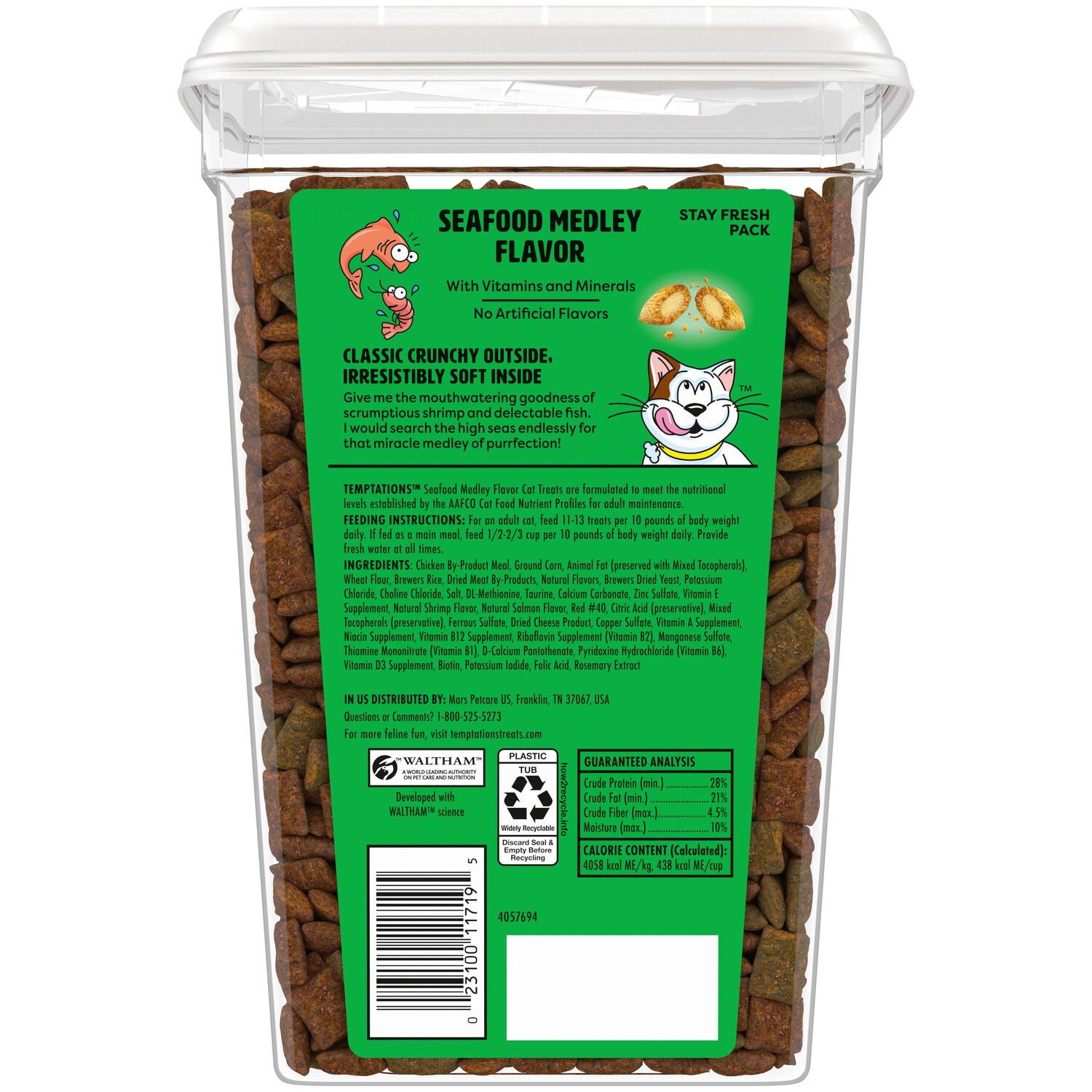 Temptations Classic Seafood Medley Crunchy & Soft Cat Treats, 30-Oz Canister