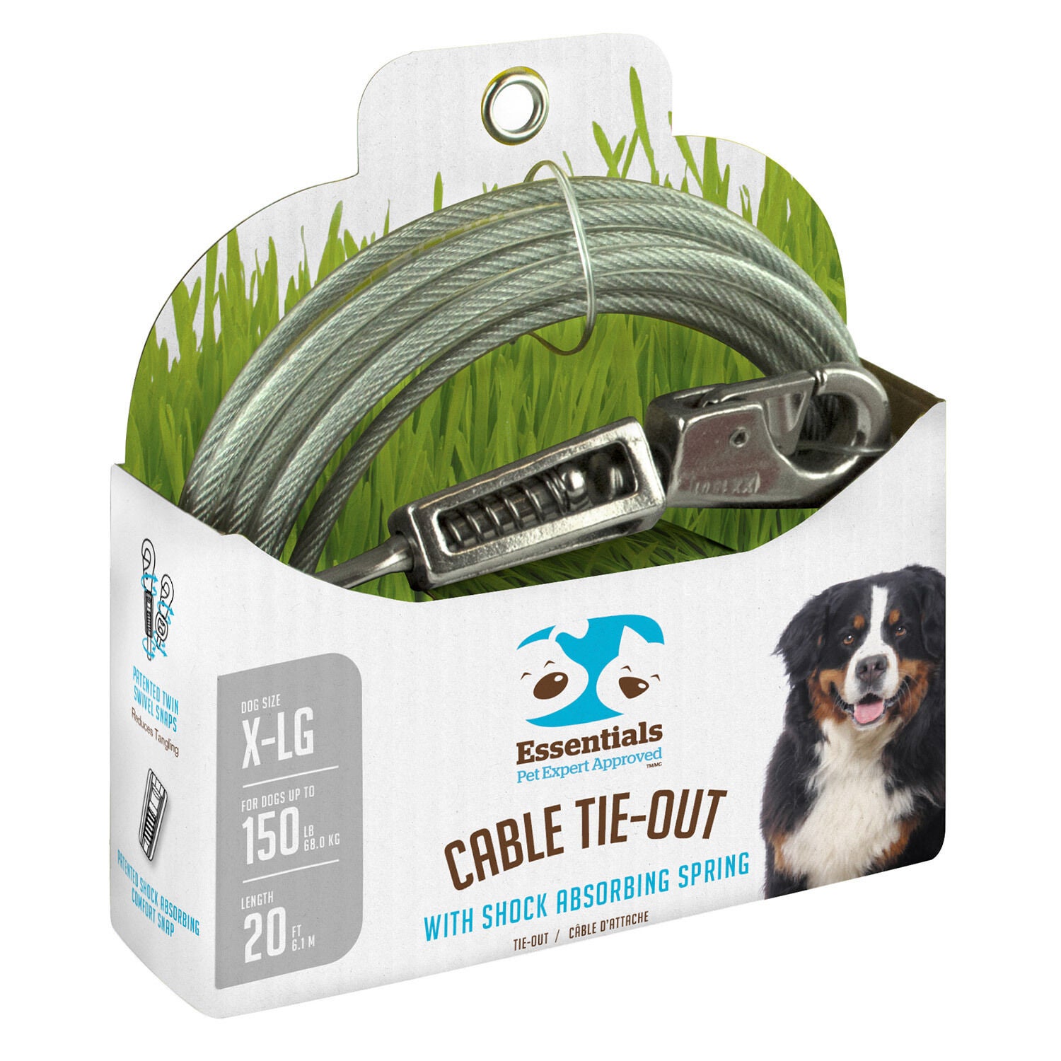 Boss Pet X-Large Dog Tie-Out With Spring 20' Pet Supermarket