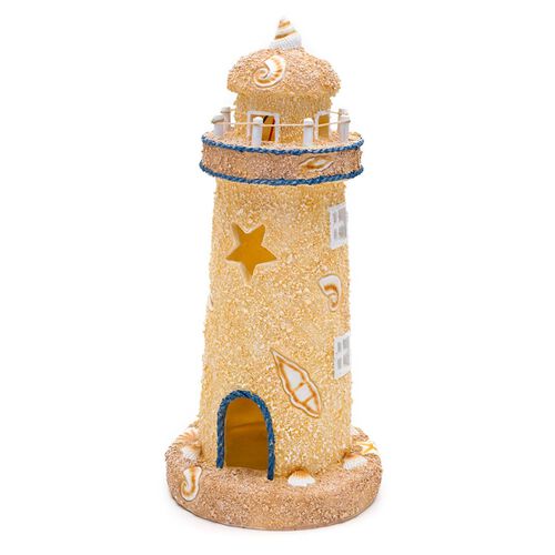 Deco Replicas Sand & Seashell Lighthouse Aquarium Ornament