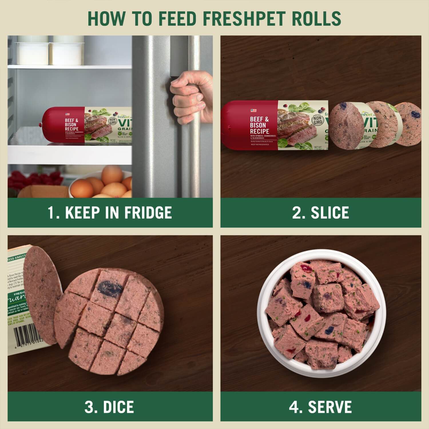 Freshpet Vital Grain Free Fresh Dog Food, Ocean Whitefish & Salmon Roll Recipe, 2-Lb Roll