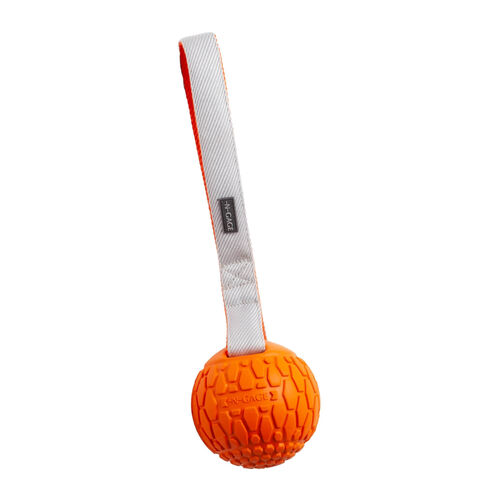 N Gage Handler Squeaker Ball With Handle Dog Toy, Regular - Orange