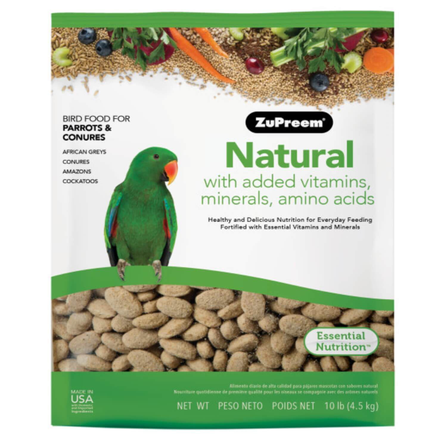 Zupreem Natural With Added Vitamins Bird Food For Parrots & Conures