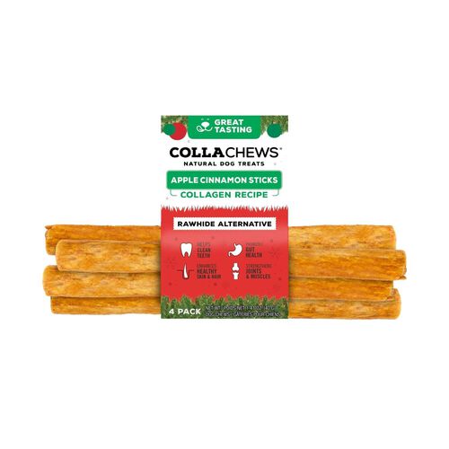 Colla Chews Apple Cinnamon Collagen Sticks Rawhide Alternative Natural Dog Treats, 4 Pk