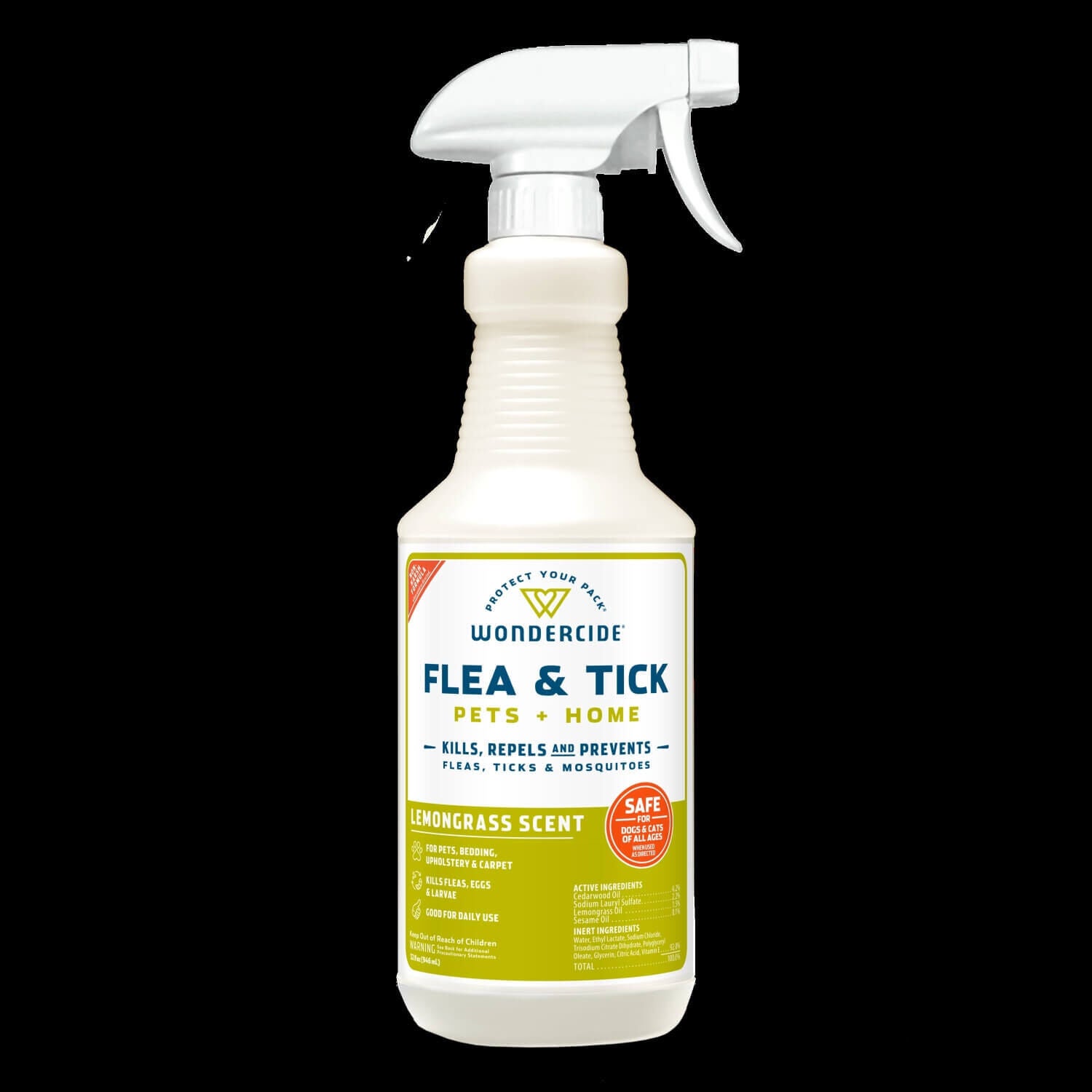 Wondercide Flea, Tick & Mosquito Control & Repellent Spray For Dogs, Cats & Home, Lemongrass - 16Oz