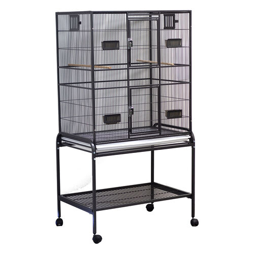 Flight Cage With Stand - Black For Birds