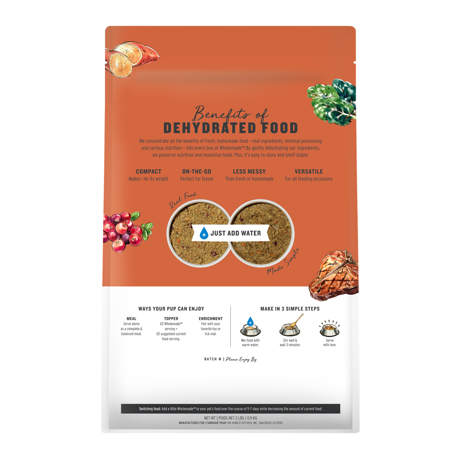 The Honest Kitchen Wholemade Grain Free Beef Recipe Dehydrated Dog Food, 7-Lb