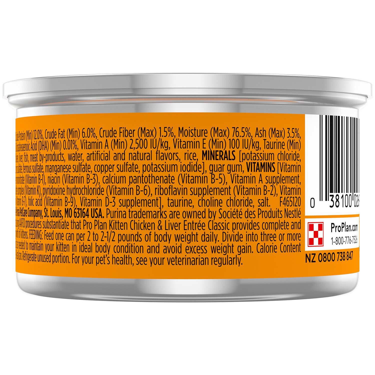 Purina Pro Plan Focus Kitten Classic Chicken & Liver Entree Cat Food, 3-Oz Can Pack Of 24