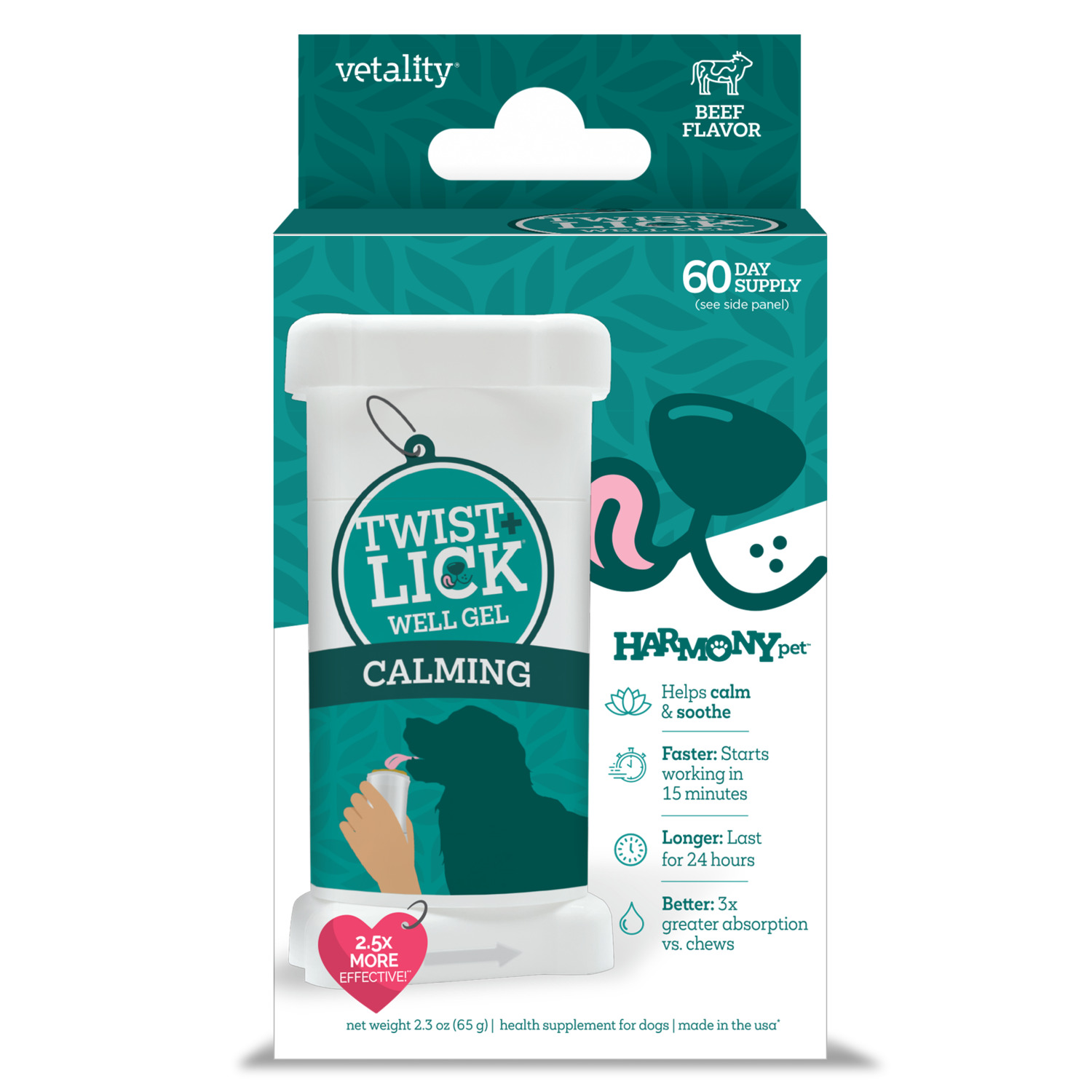 Vetality Twist & Lick Calming Well Gel Lickable Dog Supplement, 2.3-Oz