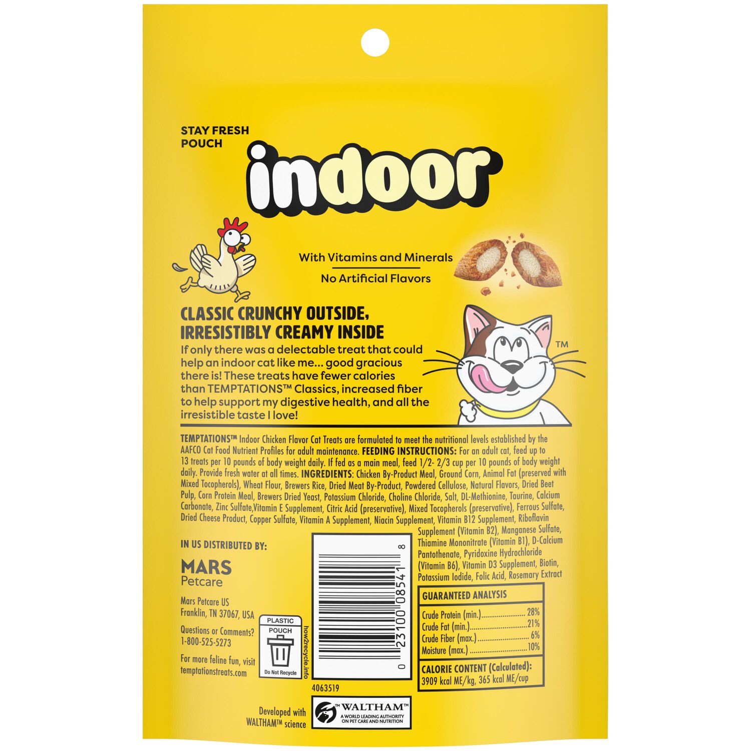 Temptations Indoor Care Crunchy & Soft Chicken Flavor Cat Treats, 2.1-Oz
