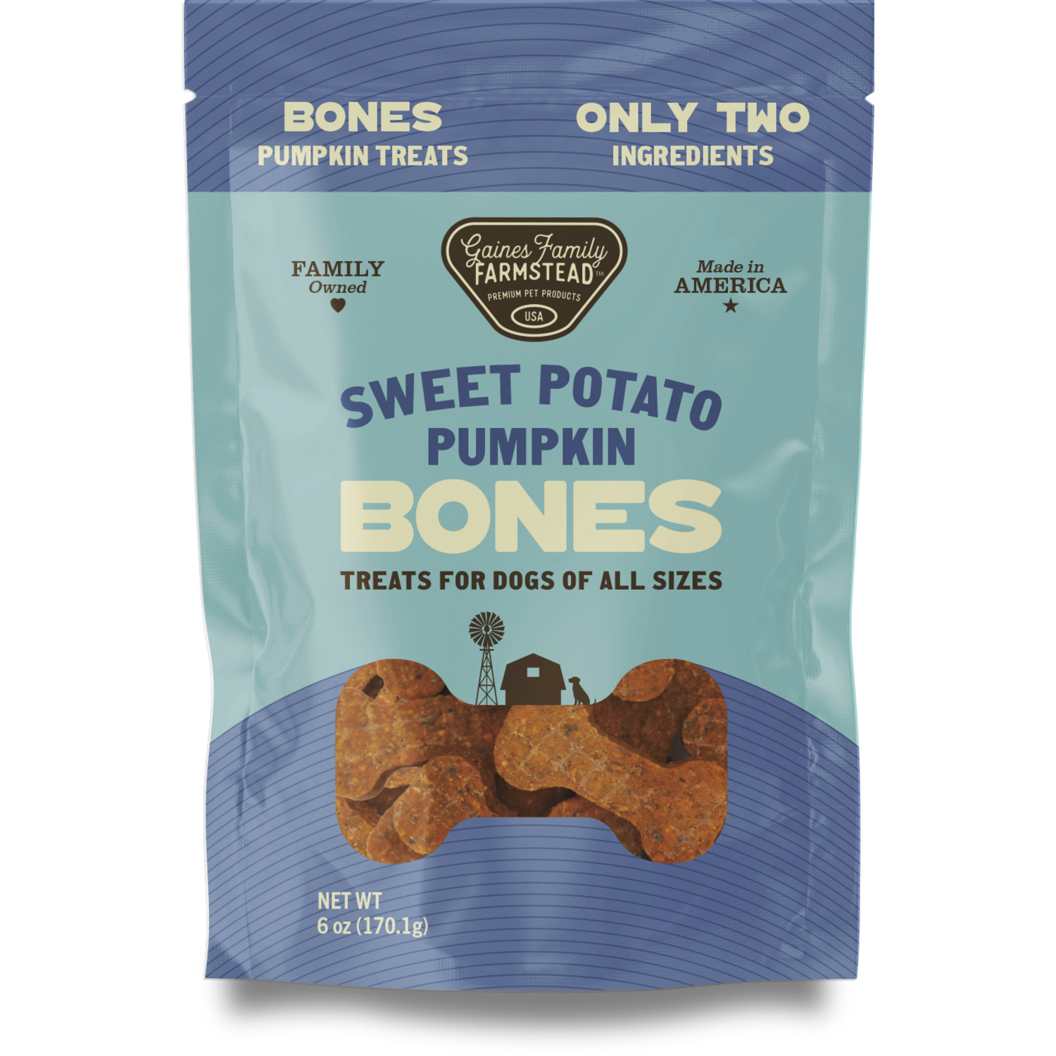Gaines Family Farmstead Sweet Potato Pumpkin Bones Dog Treats, 6Oz