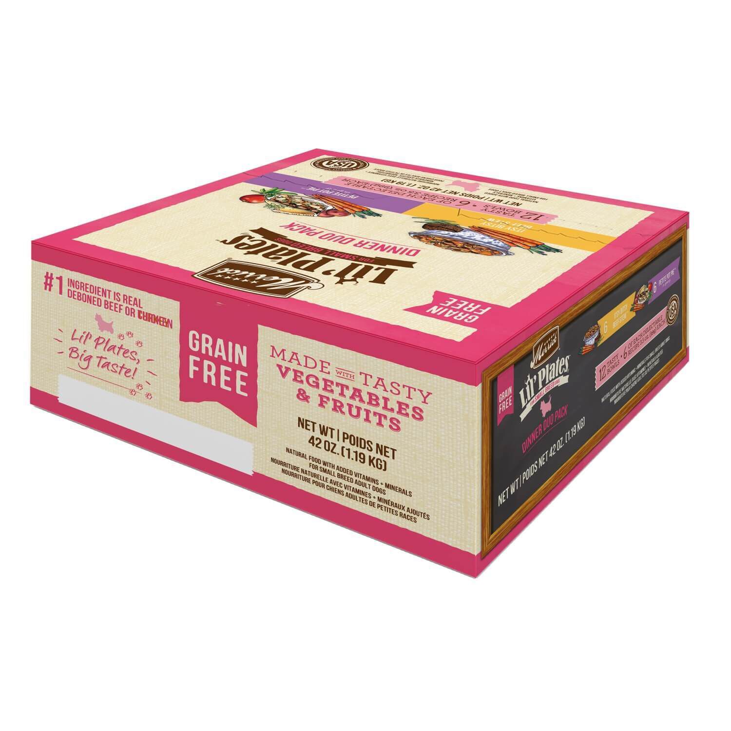 Merrick Lil’ Plates Dinner Duos Itsy Bitsy Beef Stew & Petite Pot Pie Variety Pack Grain-Free Wet Dog Food