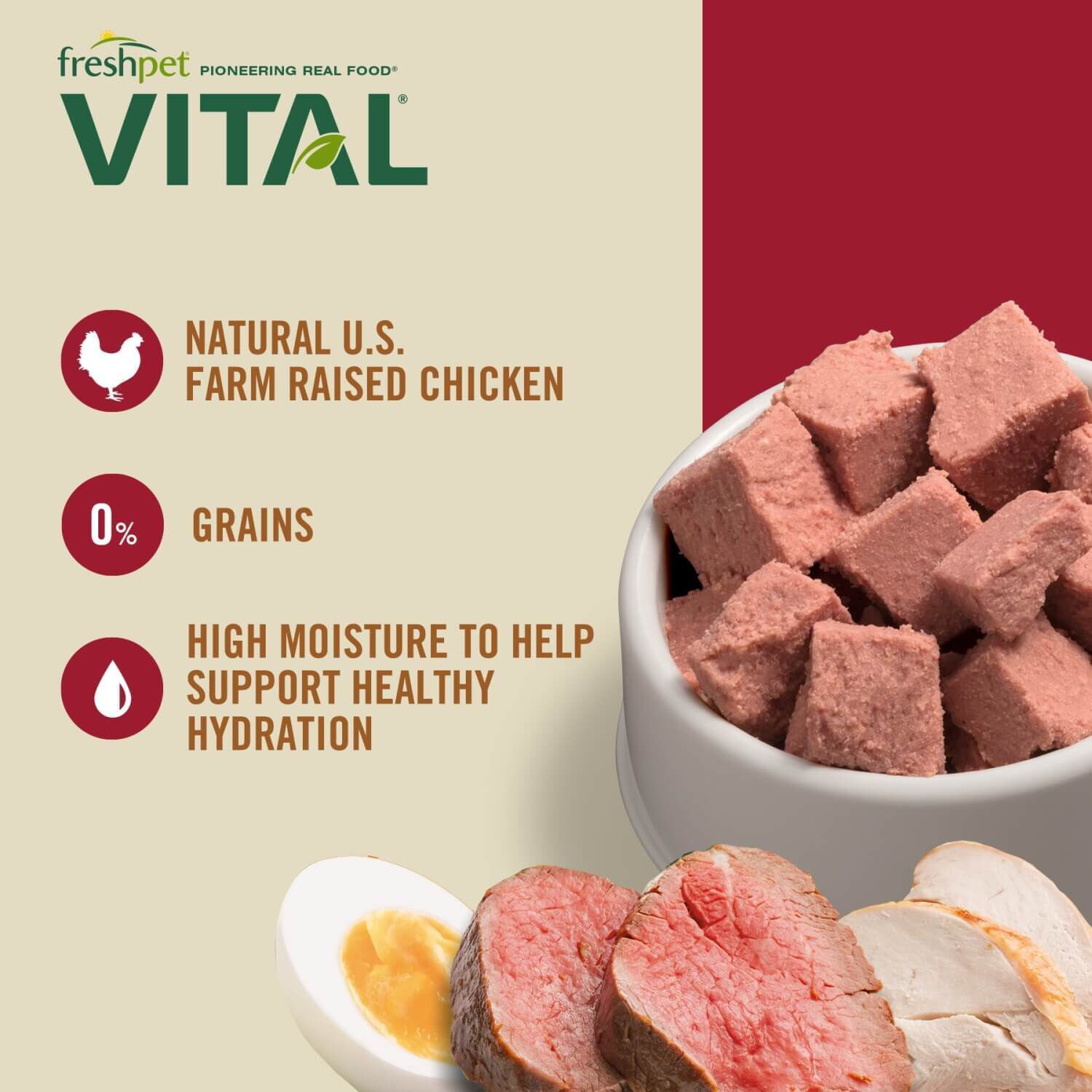 Freshpet Vital Grain Free Fresh Cat Food, Chicken & Beef Roll Recipe