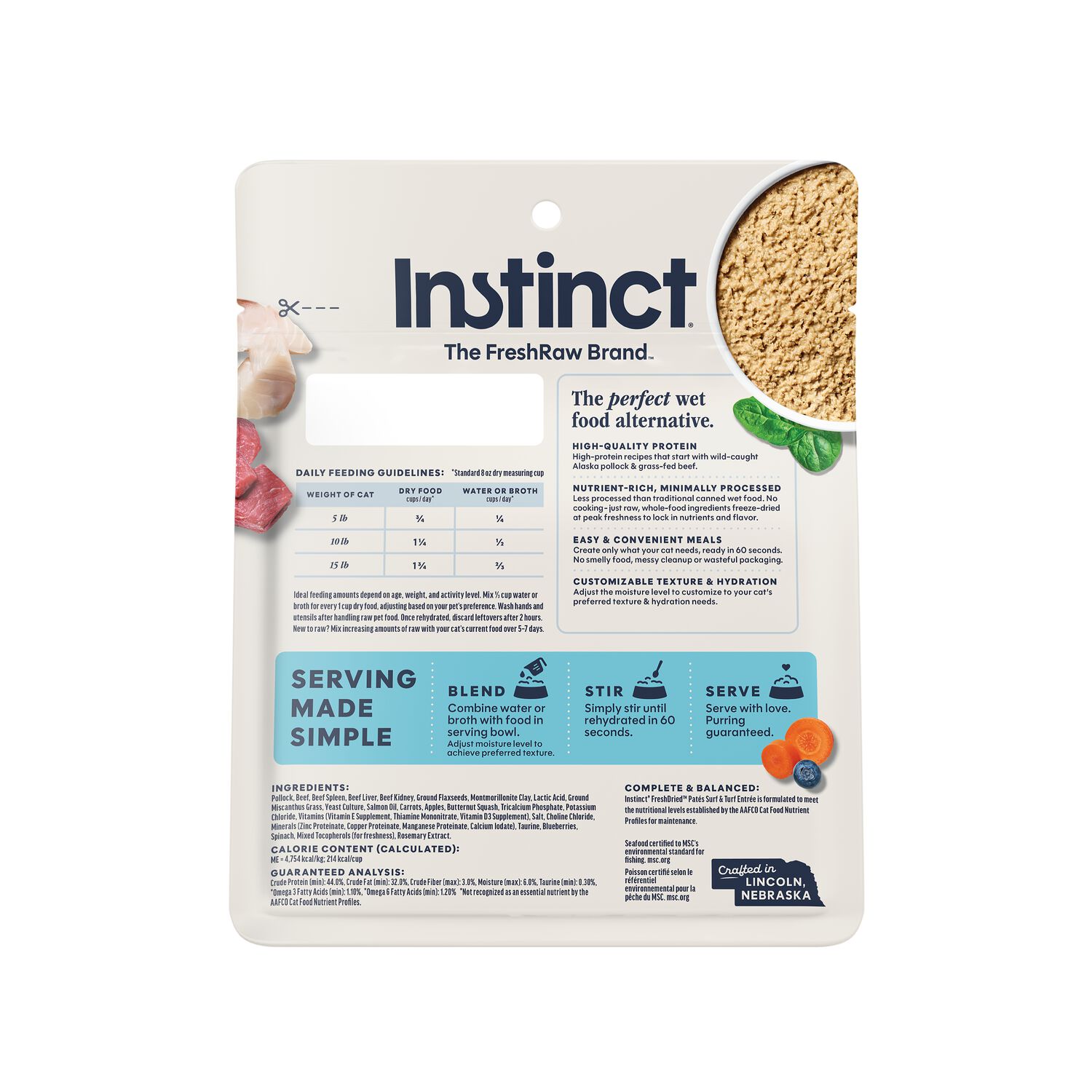 Instinct Freshdried Pates Grain-Free Freeze-Dried Raw Adult Cat Food, Surf & Turf Entr&eacute;e, 13-Oz Bag