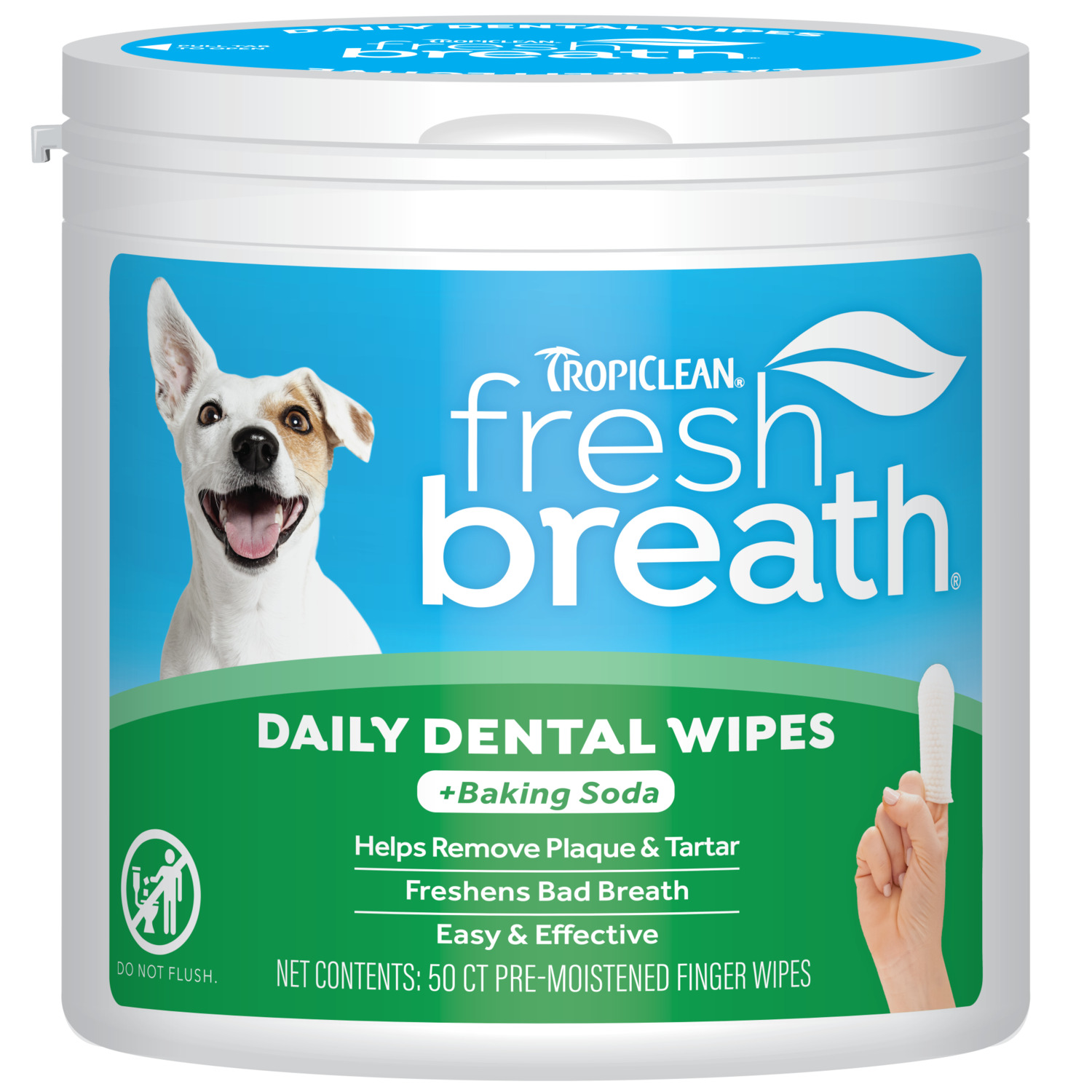 Tropiclean Fresh Breath Plaque & Tartar Removing Finger Dental Wipes For Dogs, 50-Count
