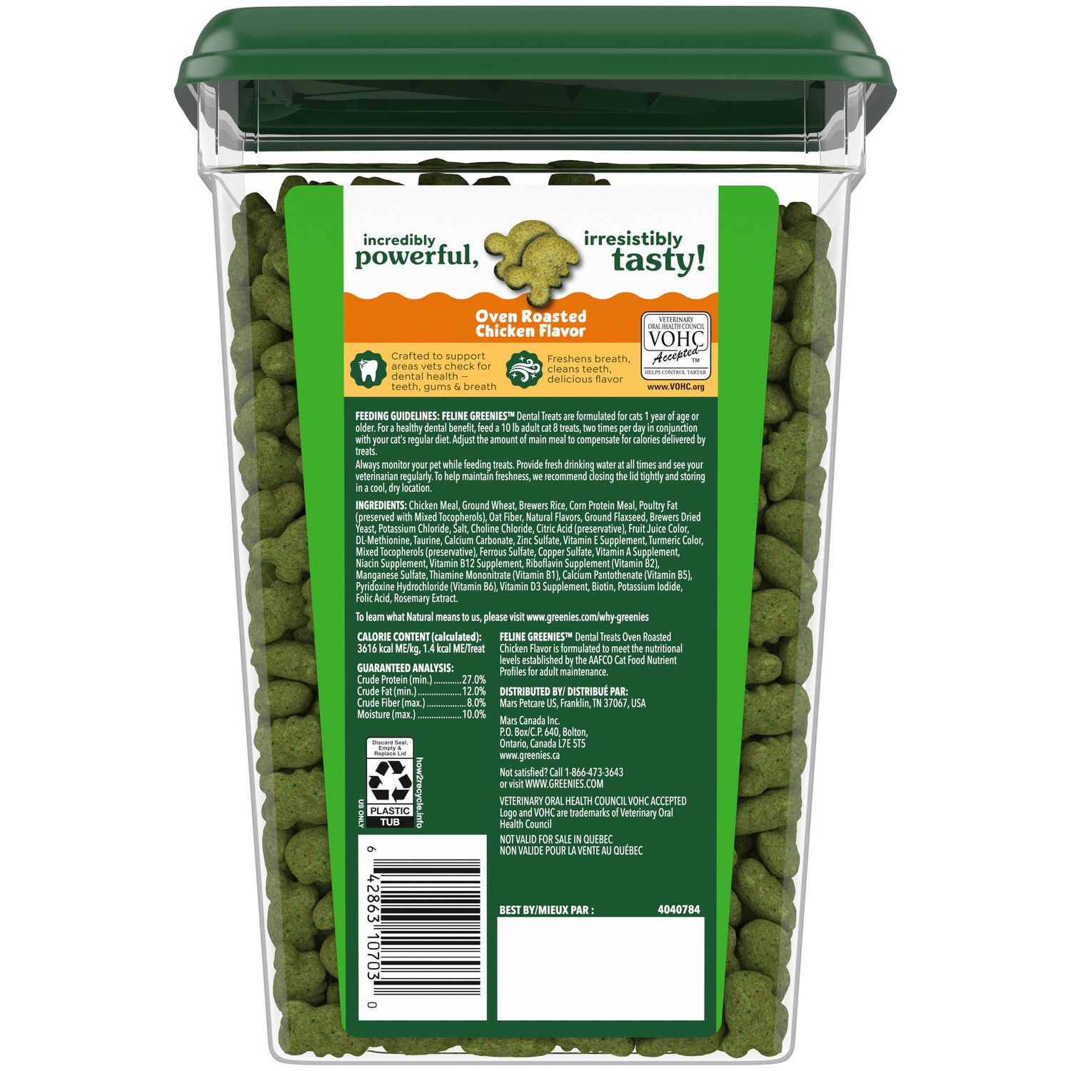 Greenies Feline Natural Oven Roasted Chicken Flavor Dental Cat Treats, 21-Oz