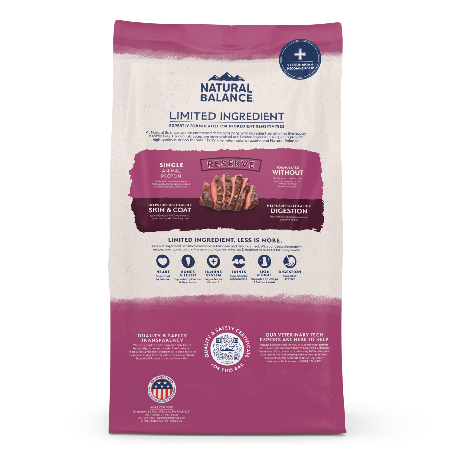 Natural Balance Limited Ingredient Reserve Grain Free Sweet Potato & Venison Recipe Dry Dog Food, 22Lb