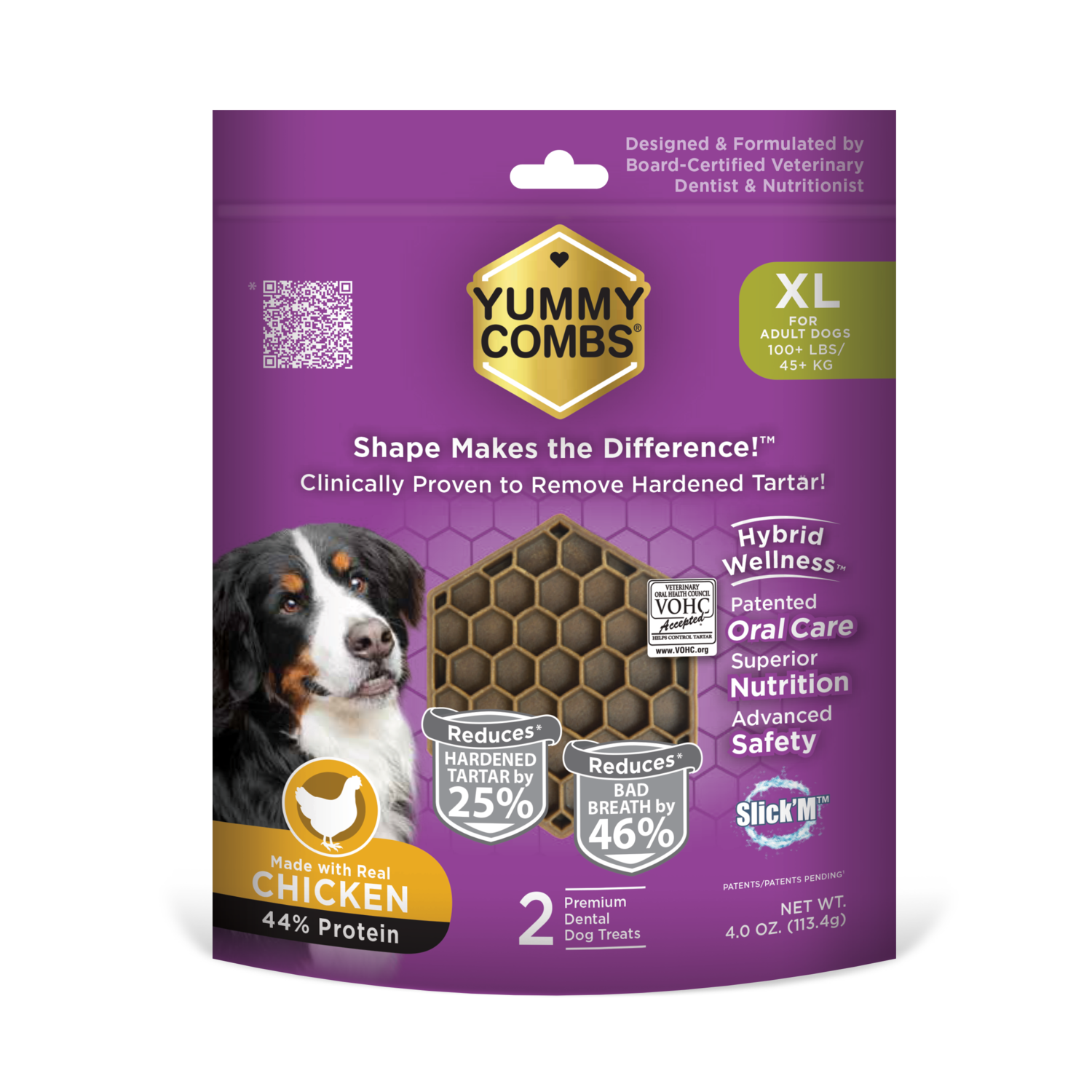 Yummy Combs Grain-Free Protein-Rich Extra-Large Dog Dental Treats, 12-Oz Bag, 6-Count