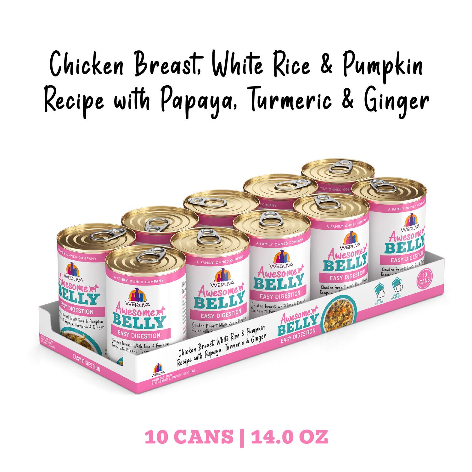 Weruva Awesome Belly Wet Dog Food; Chicken Breast, White Rice And Pumpkin Recipe With Papaya, Turmeric And Ginger, 14-Oz Pack Of 10