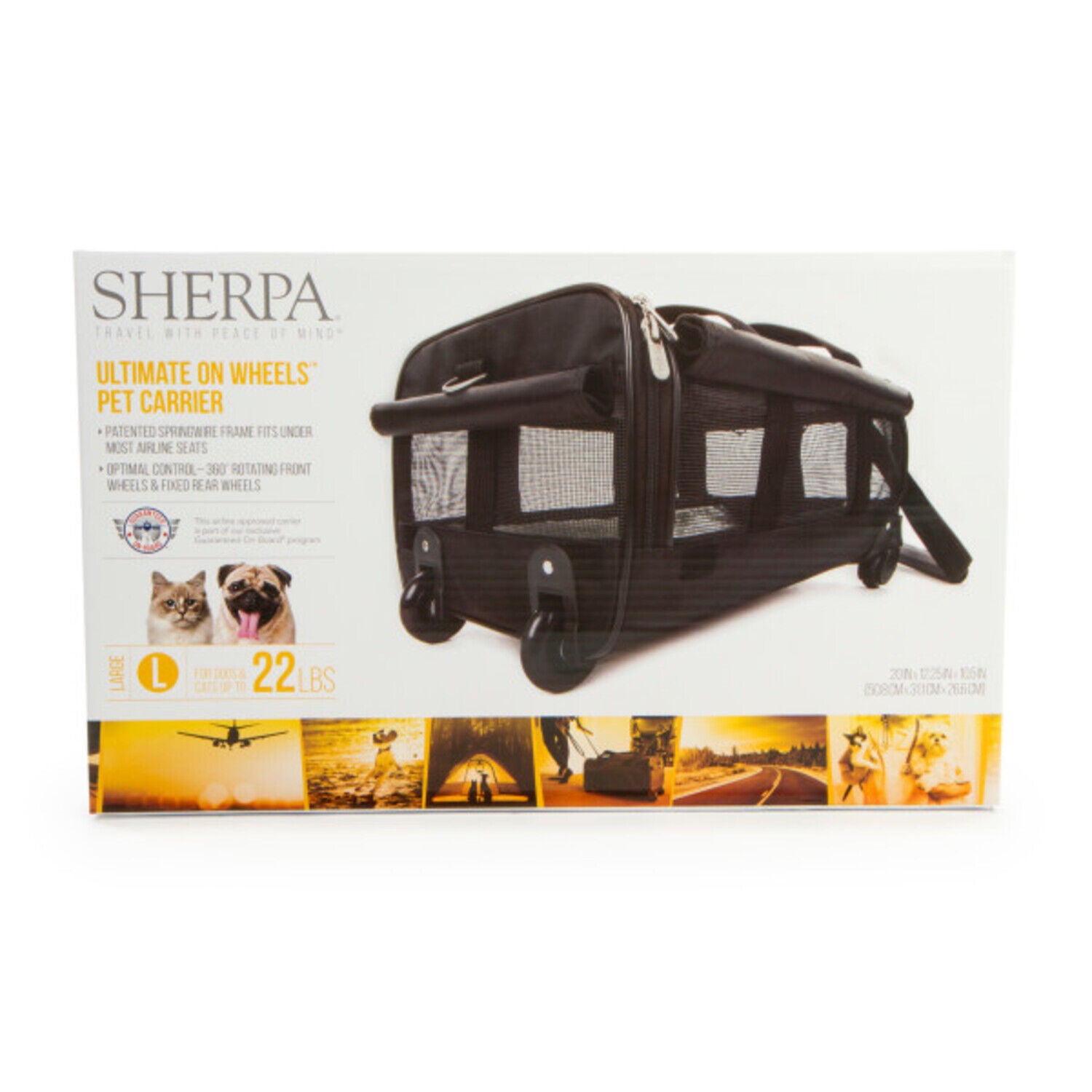 Sherpa Ultimate On Wheels Airline Approved Soft Sided Dog Cat Carrier Black Large