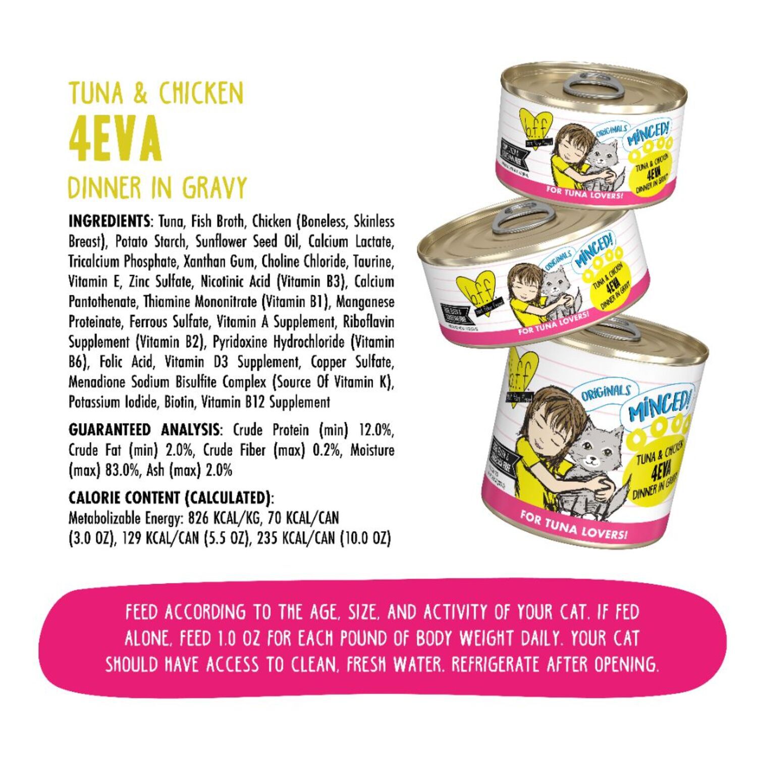 Weruva Bff Minced Tuna & Chicken 4-Eva Wet Cat Food, 3-Oz Can Pack Of 24