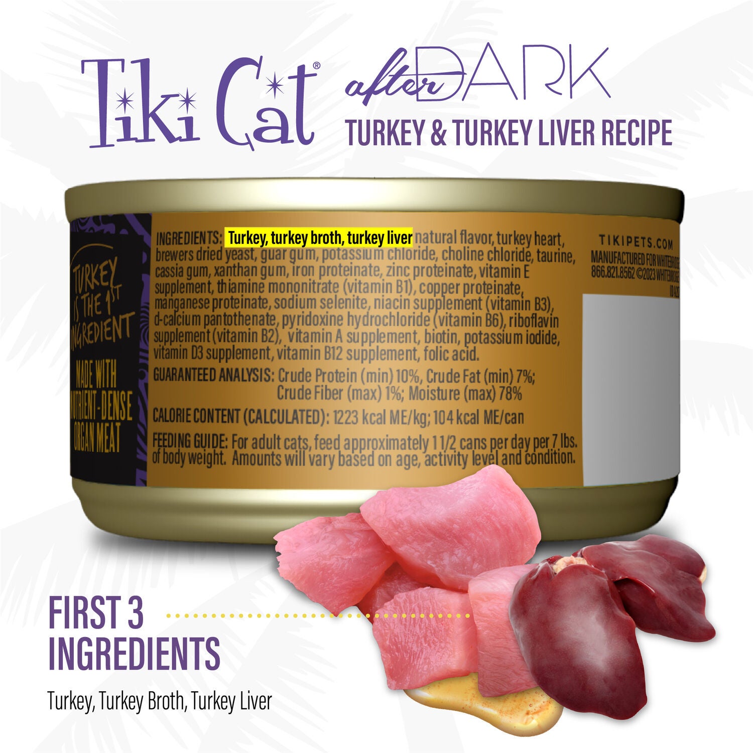 Tiki Cat After Dark Pate Wet Cat Food, Turkey & Turkey Liver, 3 Oz. Can