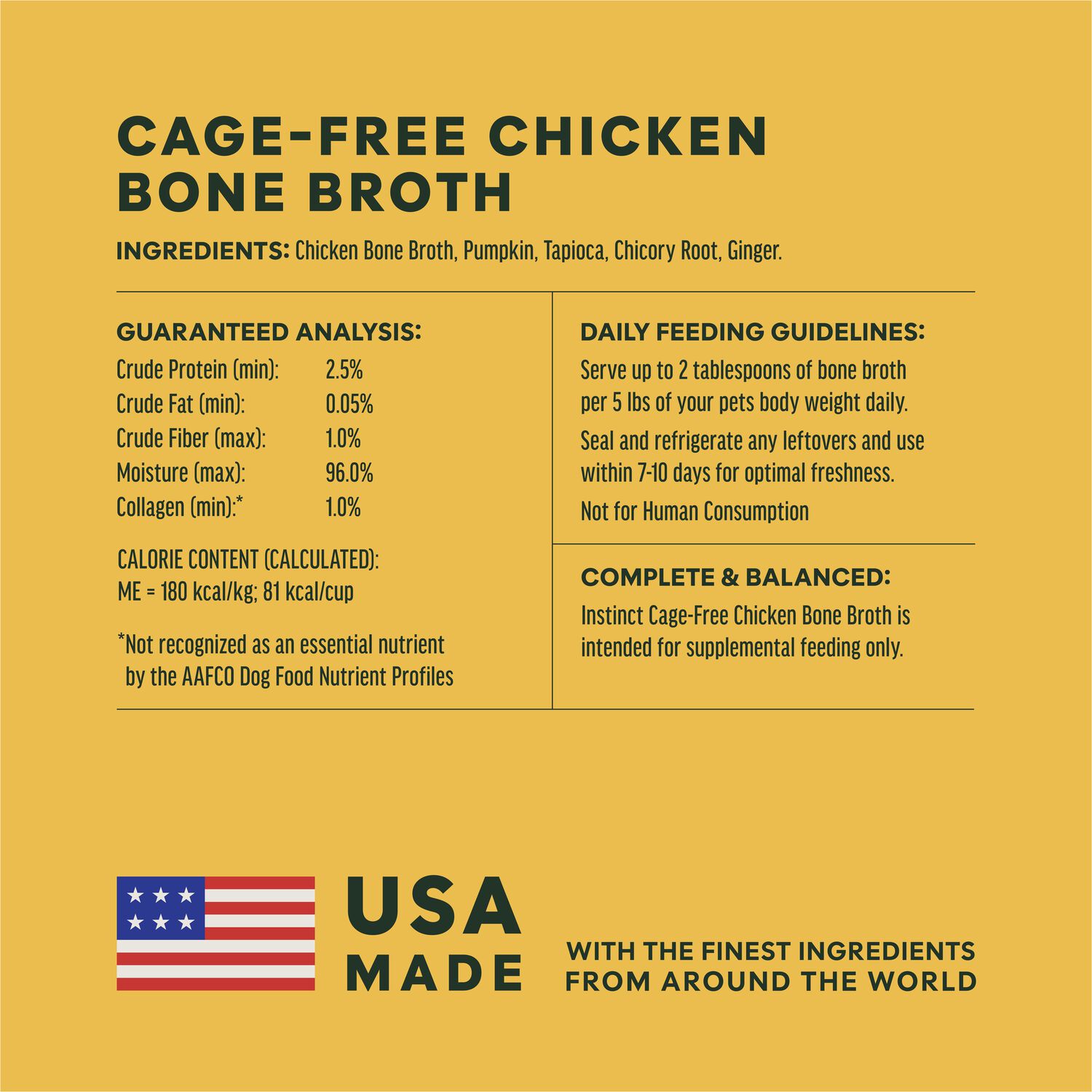 Instinct Cage-Free Chicken Bone Broth Dog Food Topper, 16-Oz Resealable Pouch