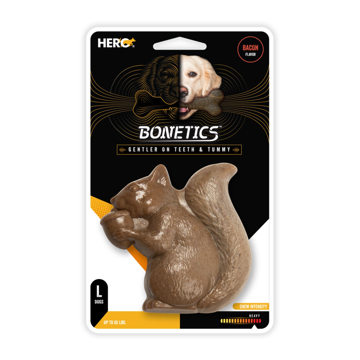 Hero Bonetics Squirrel Durable Dog Chew Toy, Bacon Flavor, Large