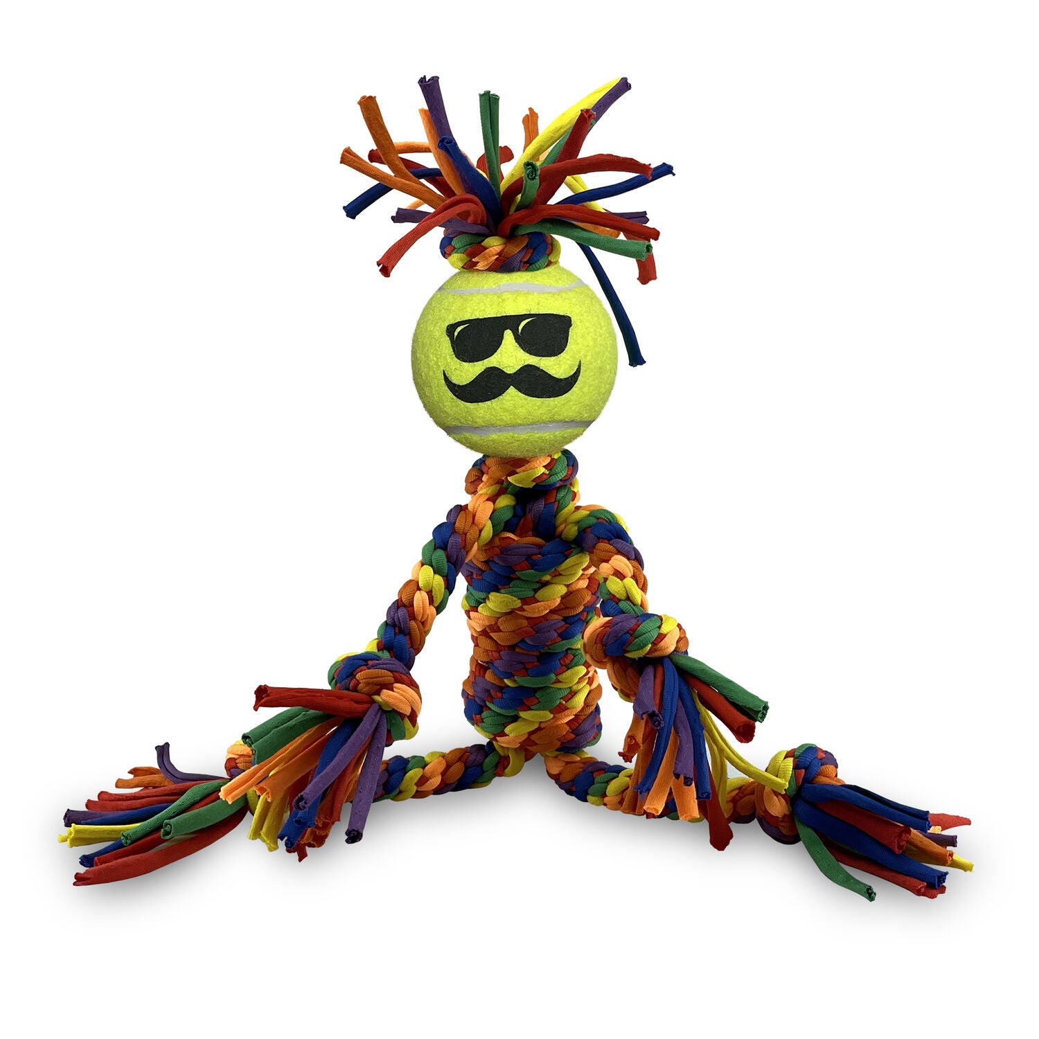 Petsport Kaleidoscope Rope Dude With 2.5" Ball Dog Tug Toy, 16"