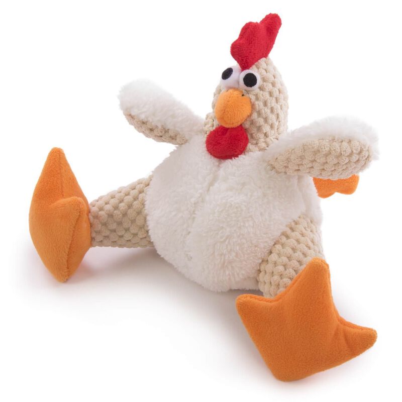 Go Dog Checkers Fat White Rooster With Chew Guard Technology Plush Squeaky Dog Toy