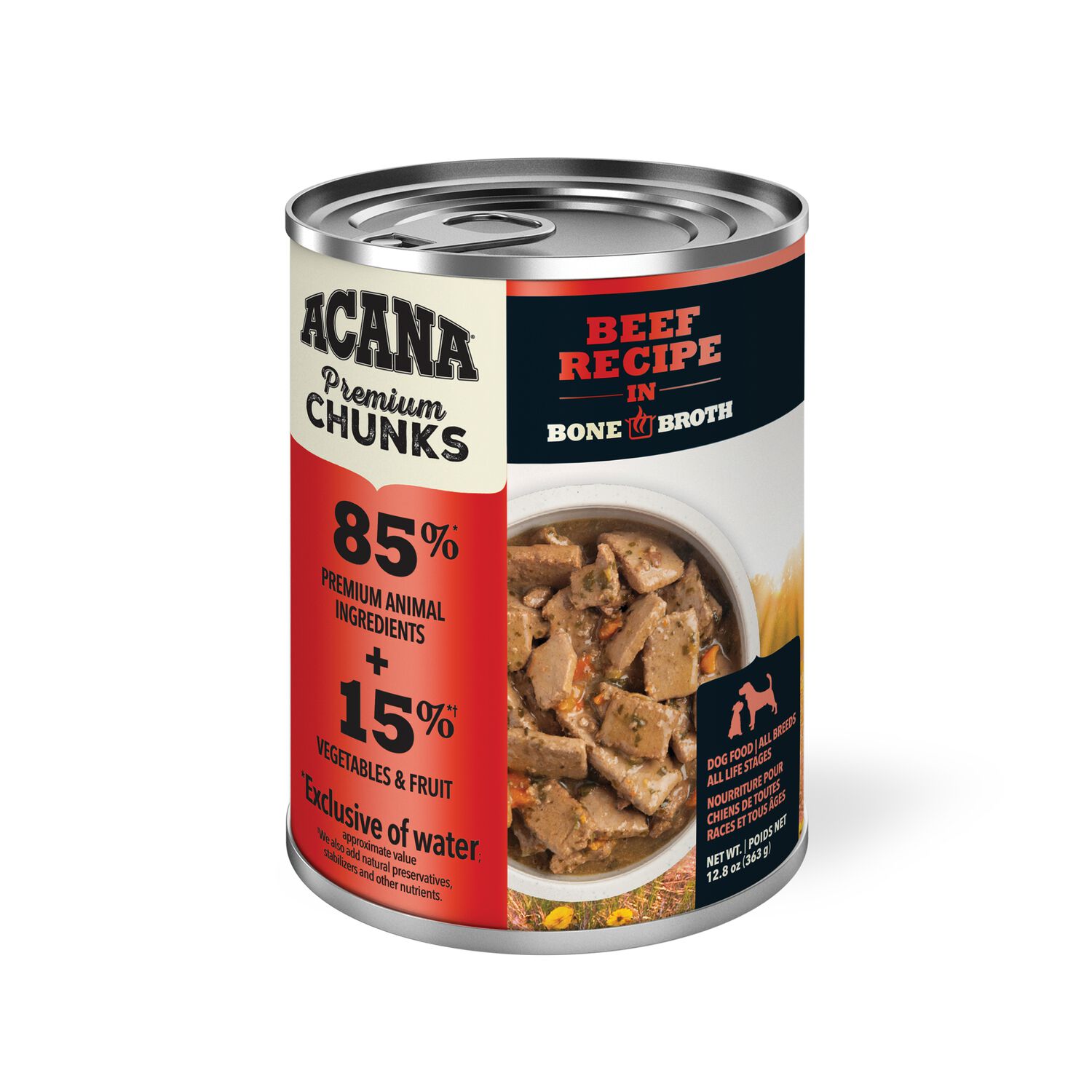 Acana Premium Chunks Beef Recipe In Bone Broth Dog Food, 12.8-Oz